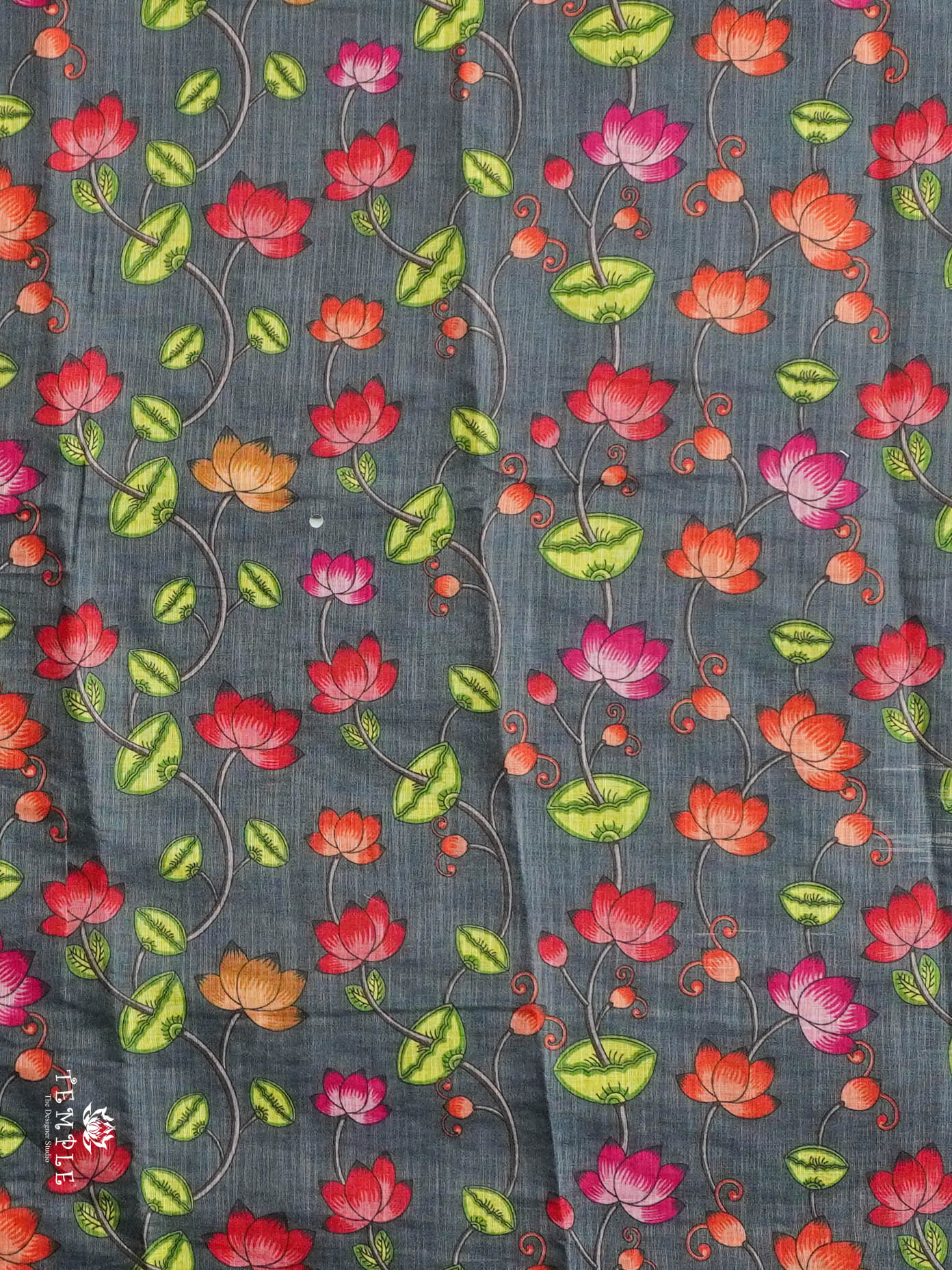 Elephant Printed Linen Cotton Saree | TTDS2976