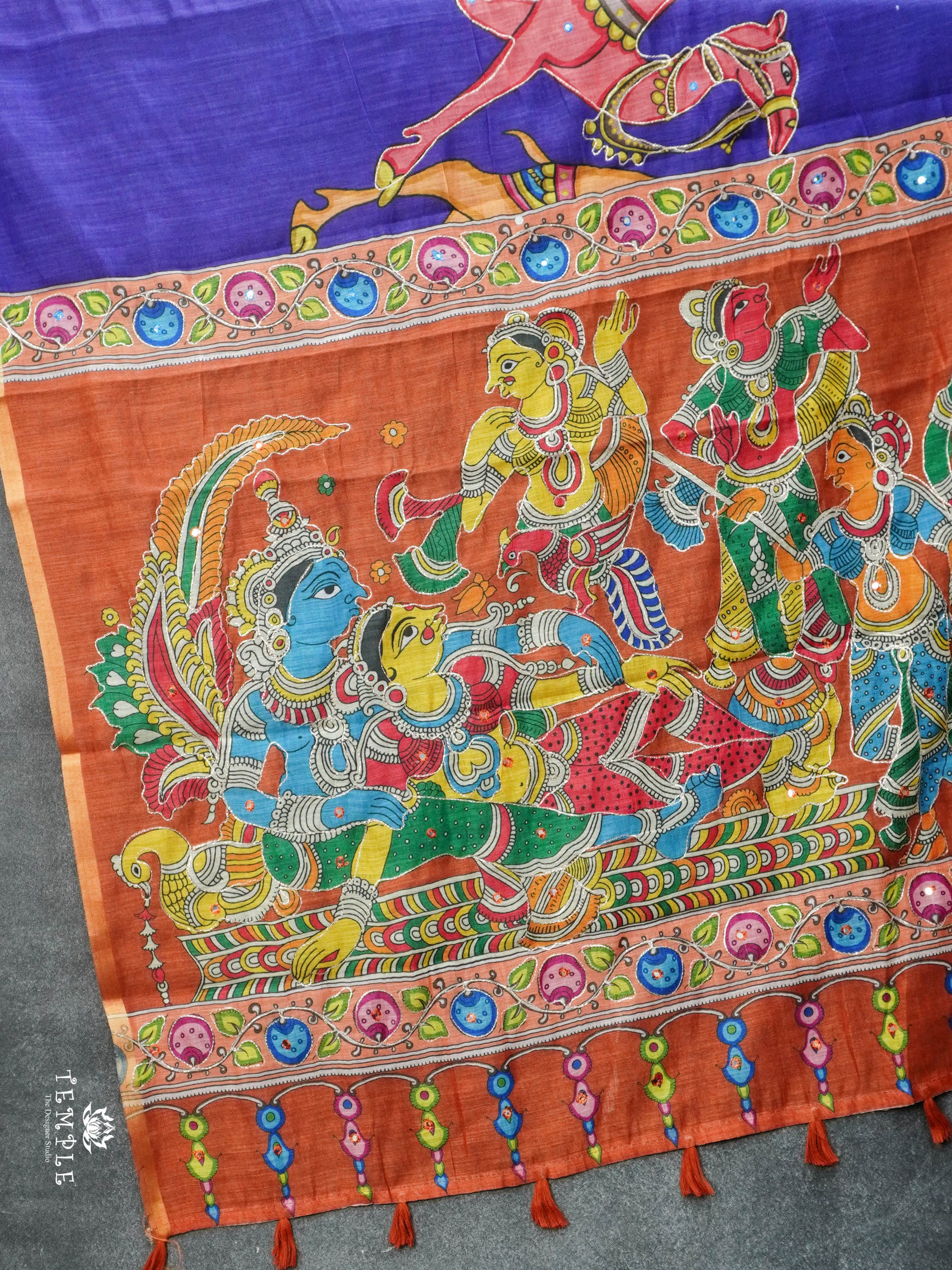 Deer Printed Linen Cotton Saree | TTDS2974