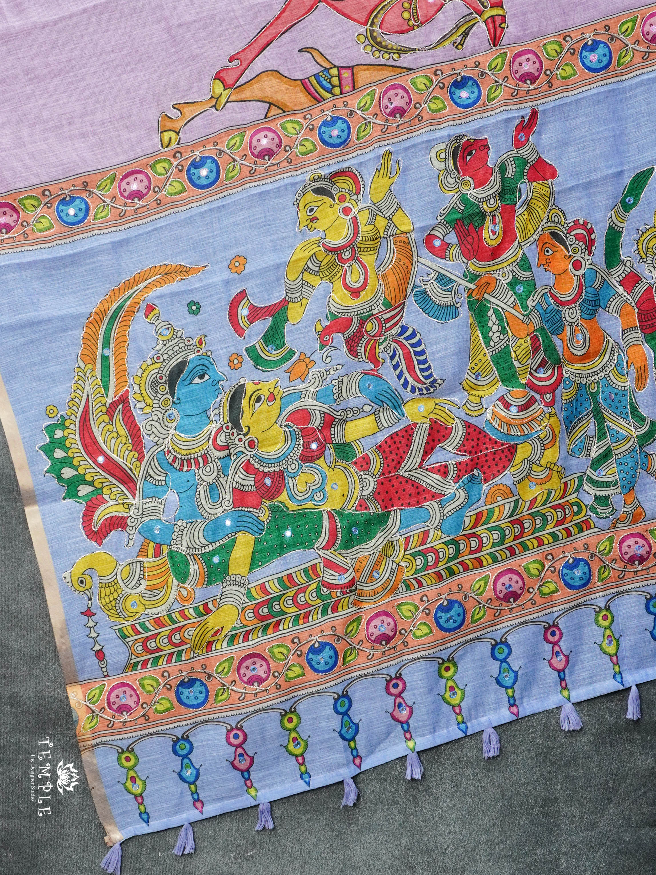 Deer Printed Linen Cotton Saree | TTDS2974