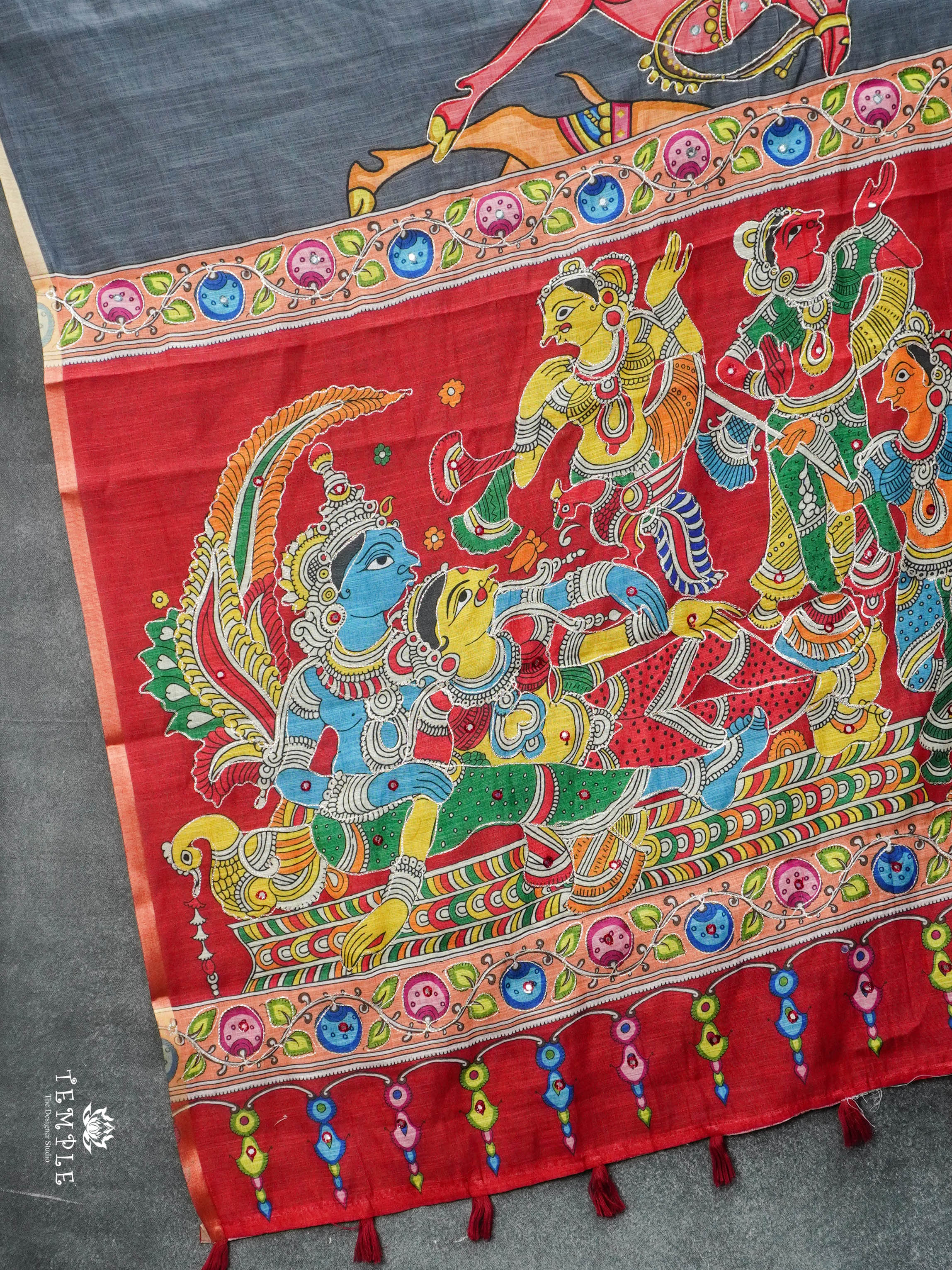 Deer Printed Linen Cotton Saree | TTDS2974