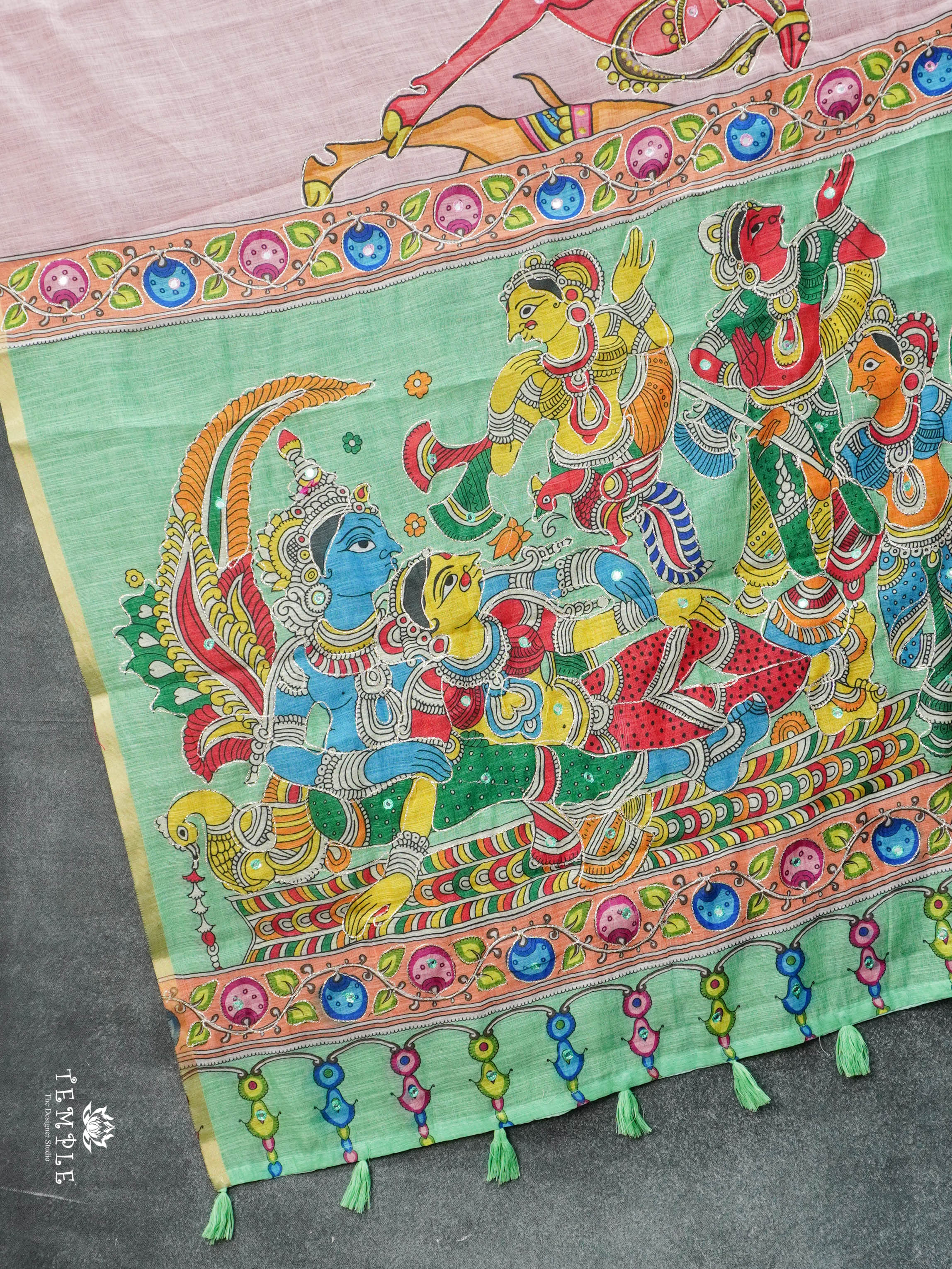 Deer Printed Linen Cotton Saree | TTDS2974