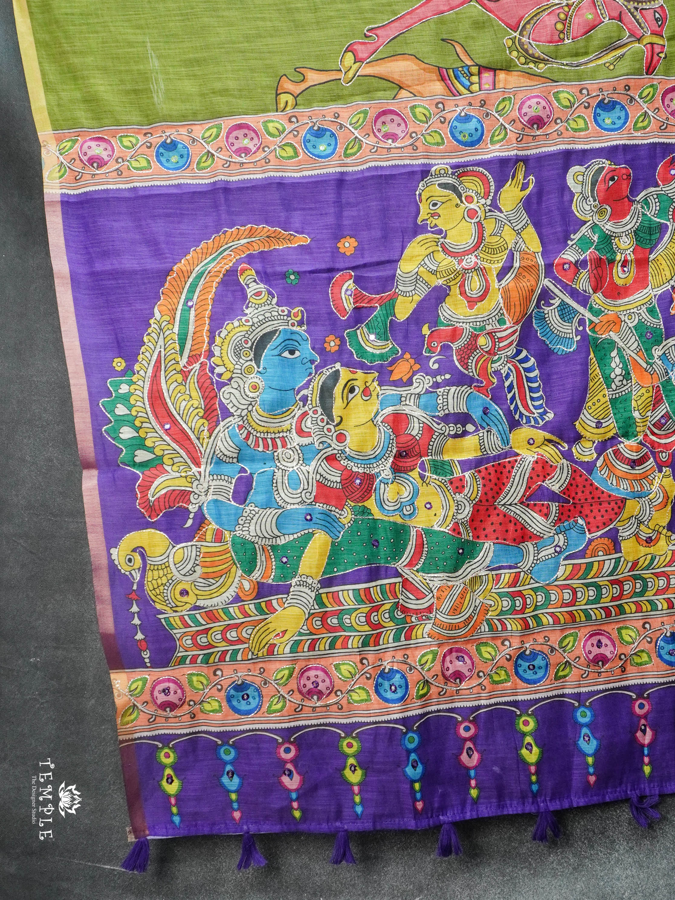 Deer Printed Linen Cotton Saree | TTDS2974