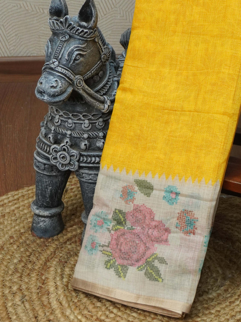 Linen Cotton Saree | TTDS3414
