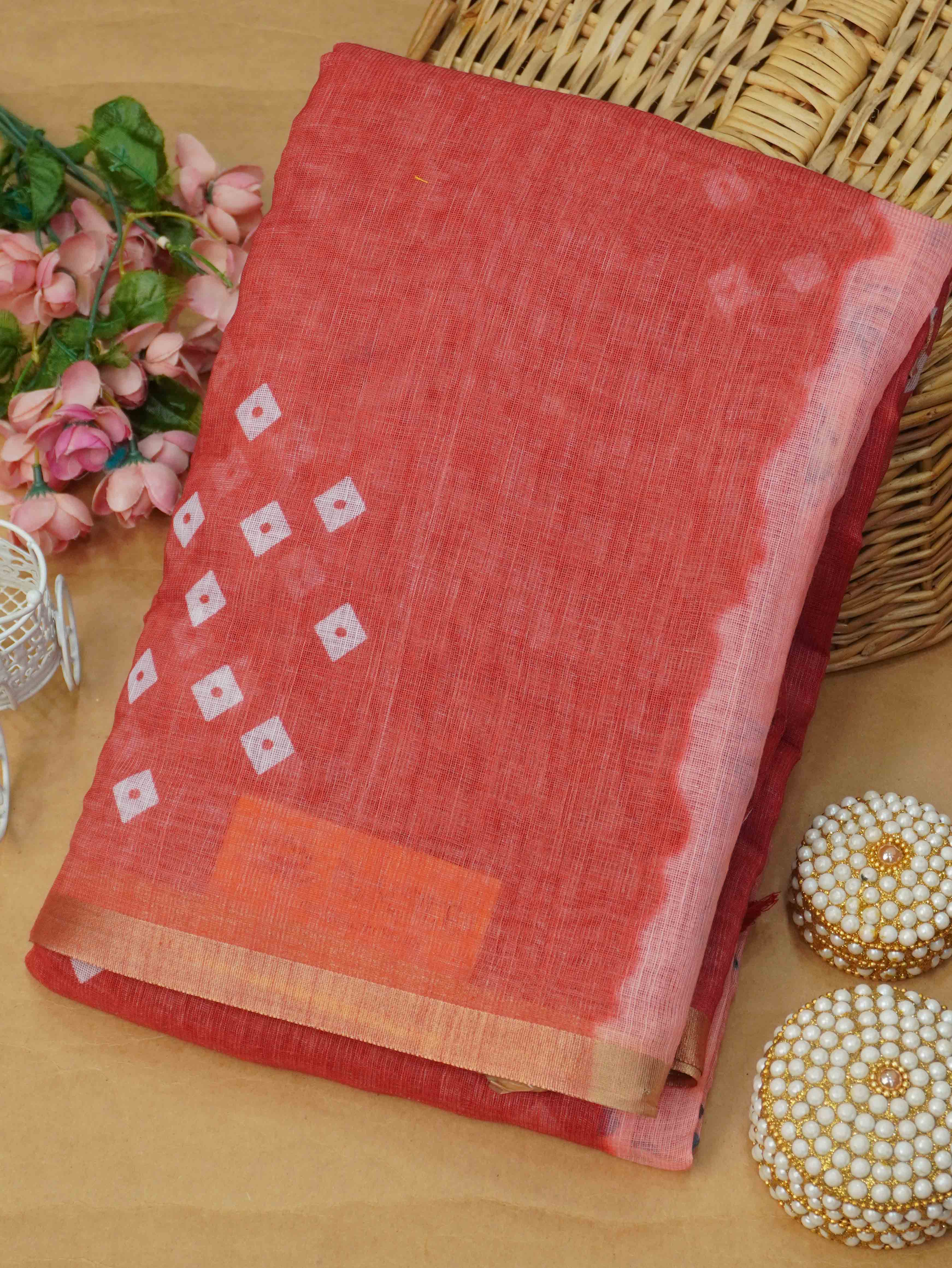 Linen Cotton Saree | TTDS3411