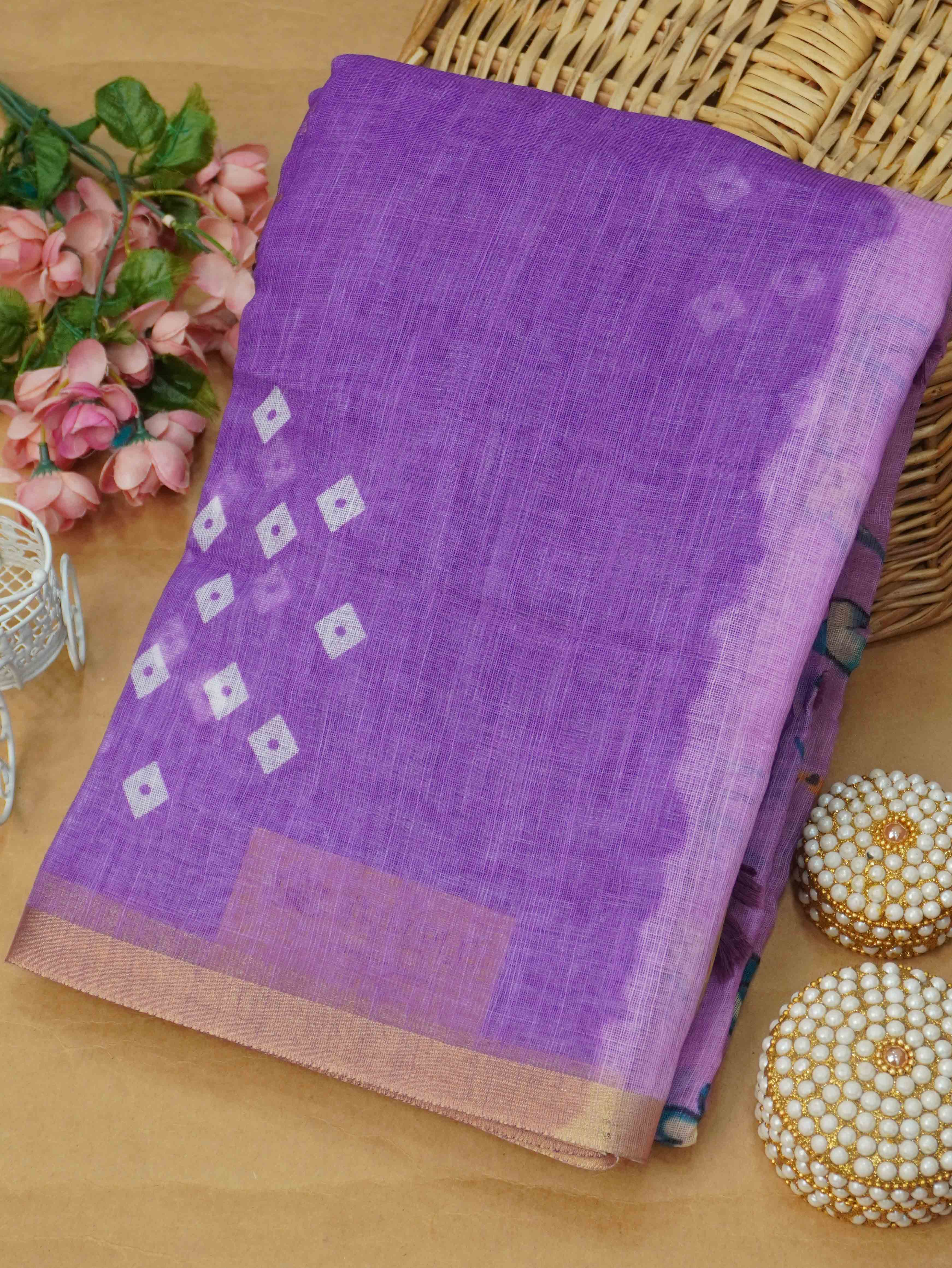 Linen Cotton Saree | TTDS3411