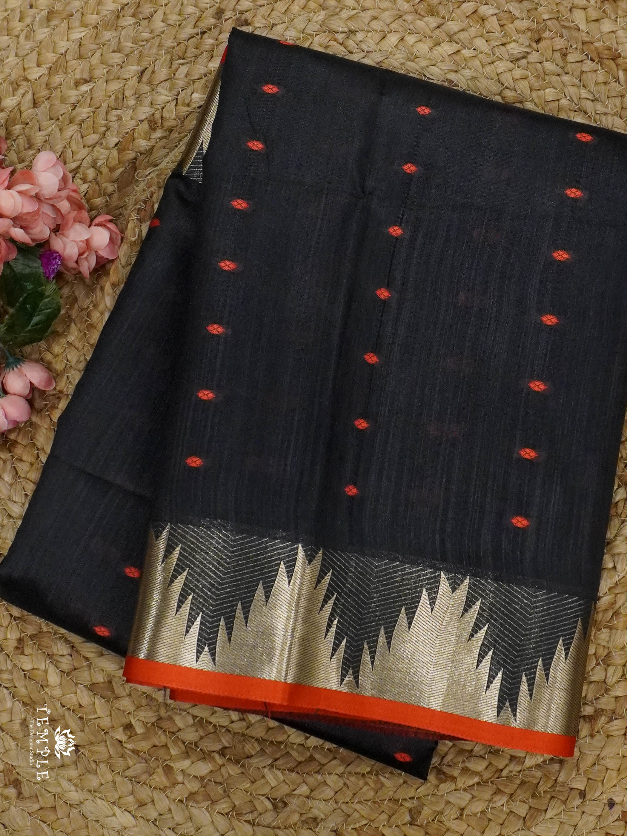 Semi Raw Silk Saree with Temple Border | TTDS1521 | Merry Deals | PRE BOOKING