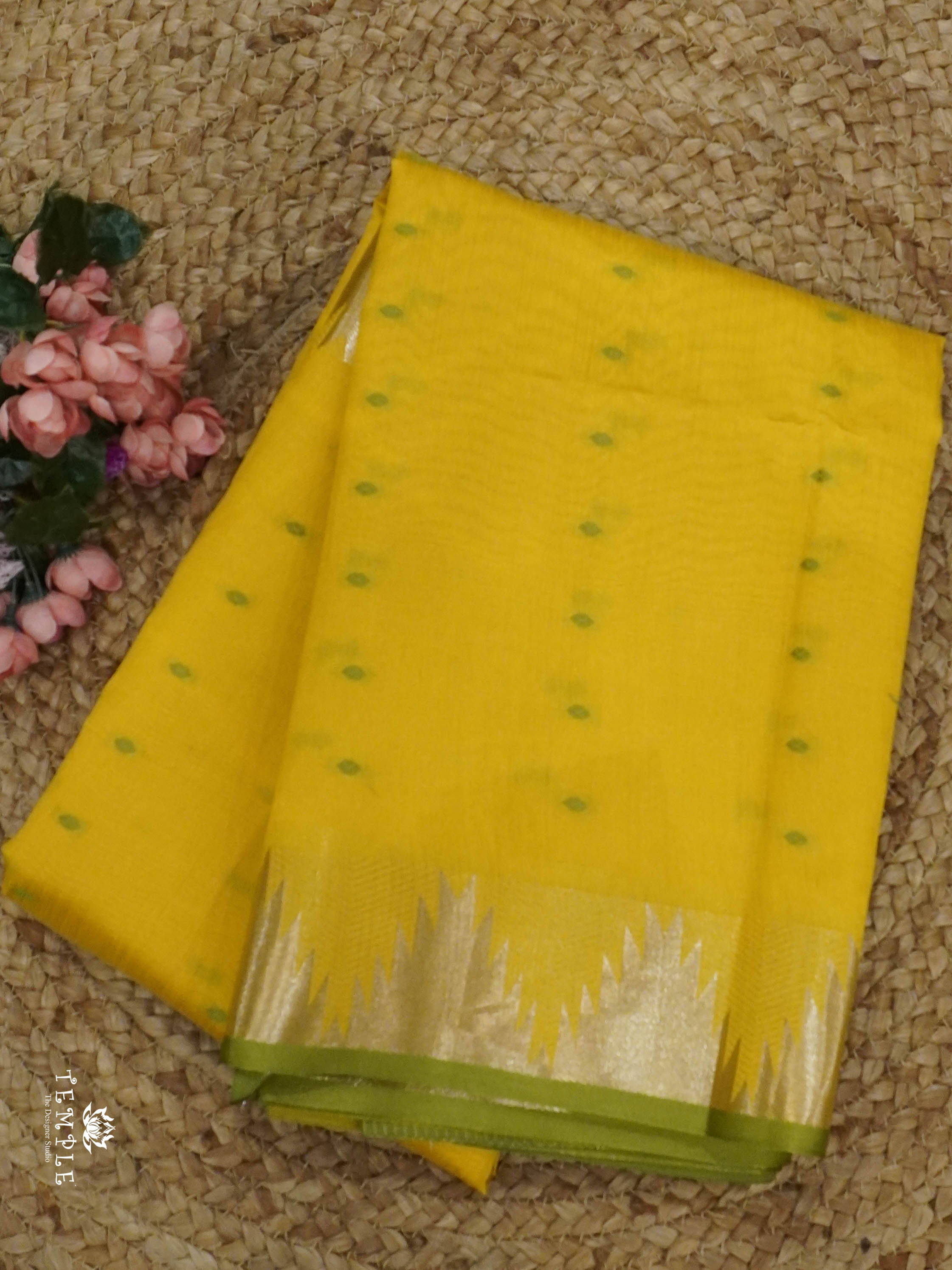 Semi Raw Silk Saree with Temple Border | TTDS1521 | Merry Deals | PRE BOOKING