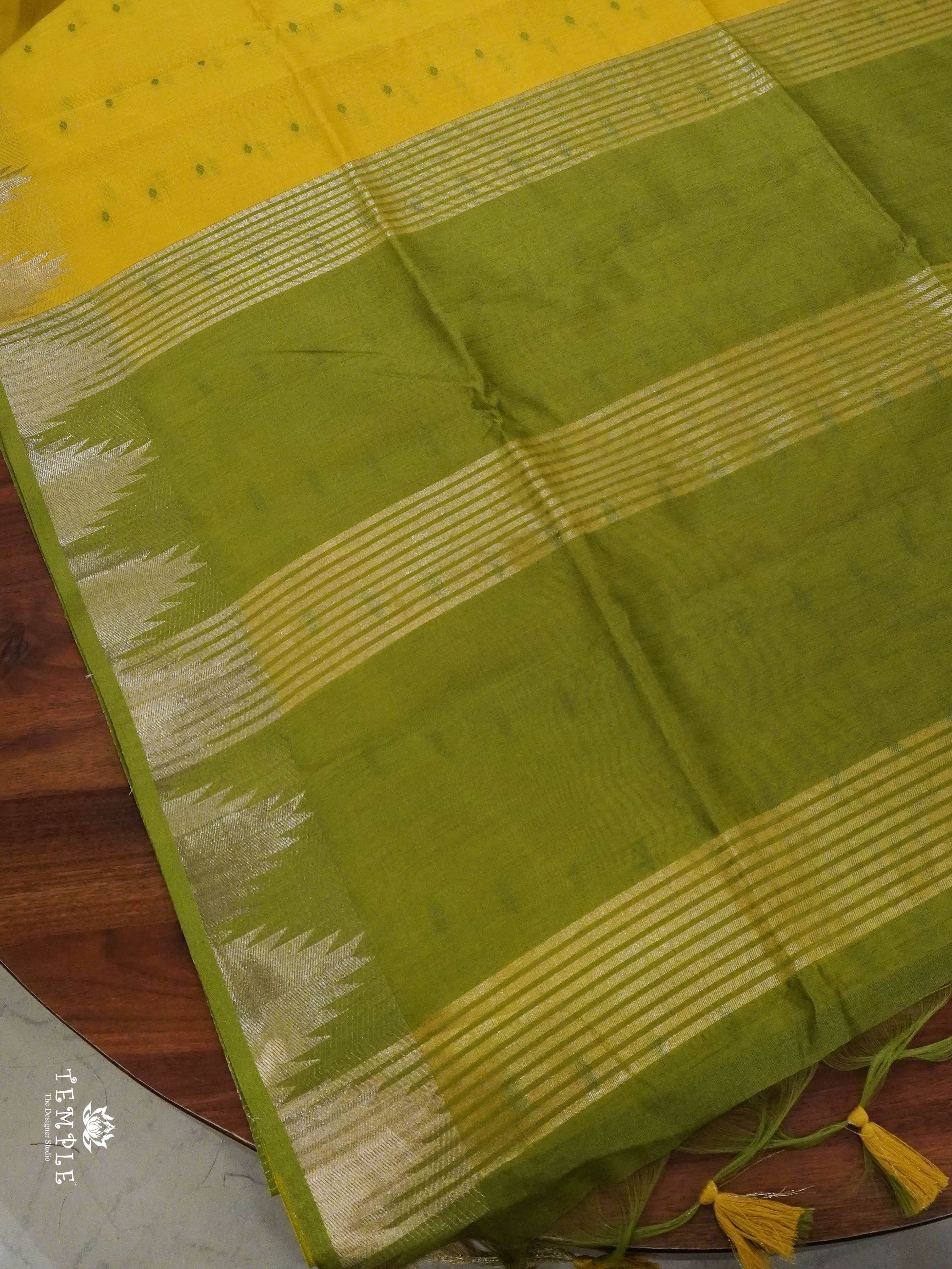 Semi Raw Silk Saree with Temple Border | TTDS1521 | Merry Deals | PRE BOOKING