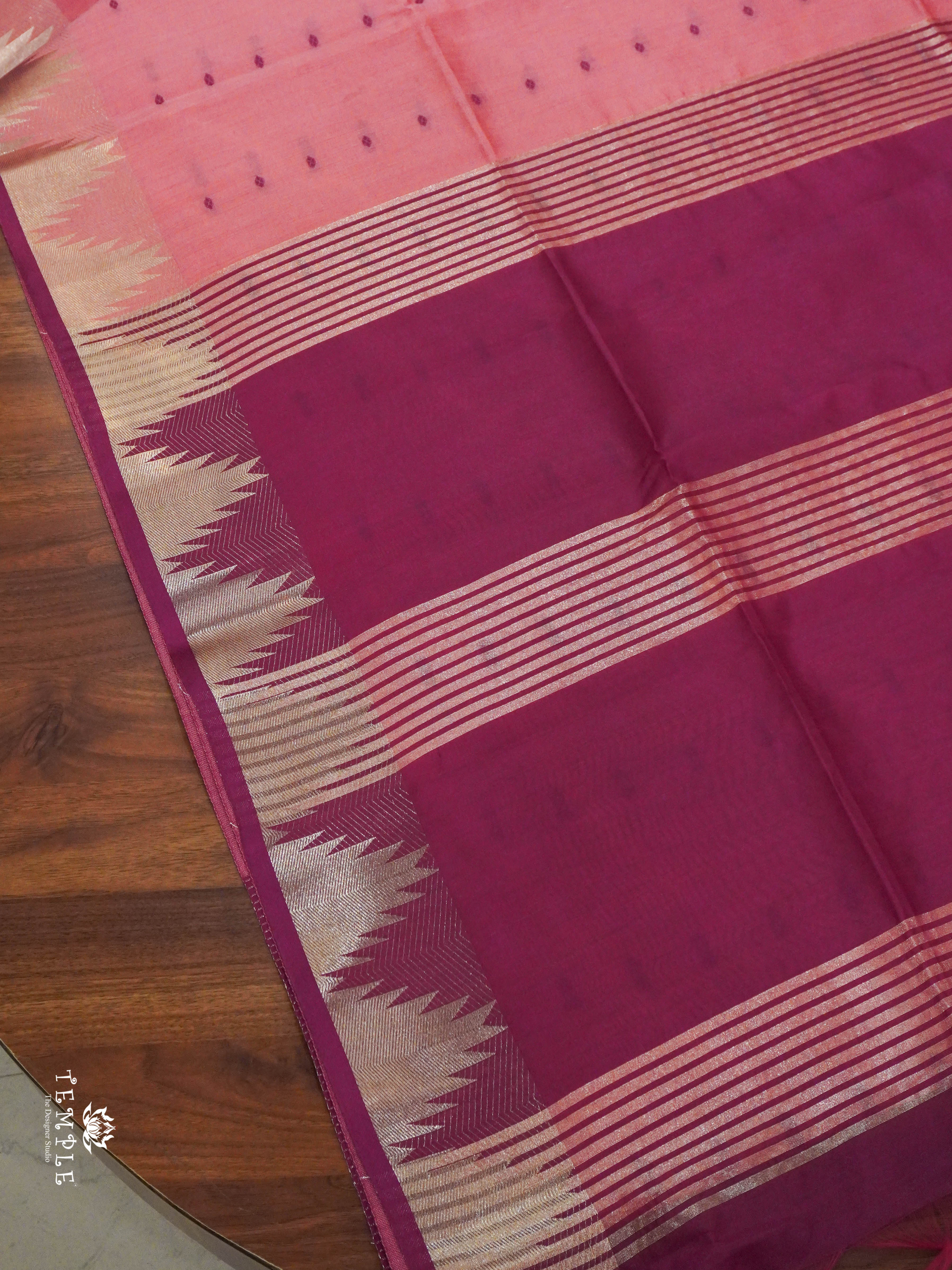 Semi Raw Silk Saree with Temple Border | TTDS1521 | Merry Deals | PRE BOOKING