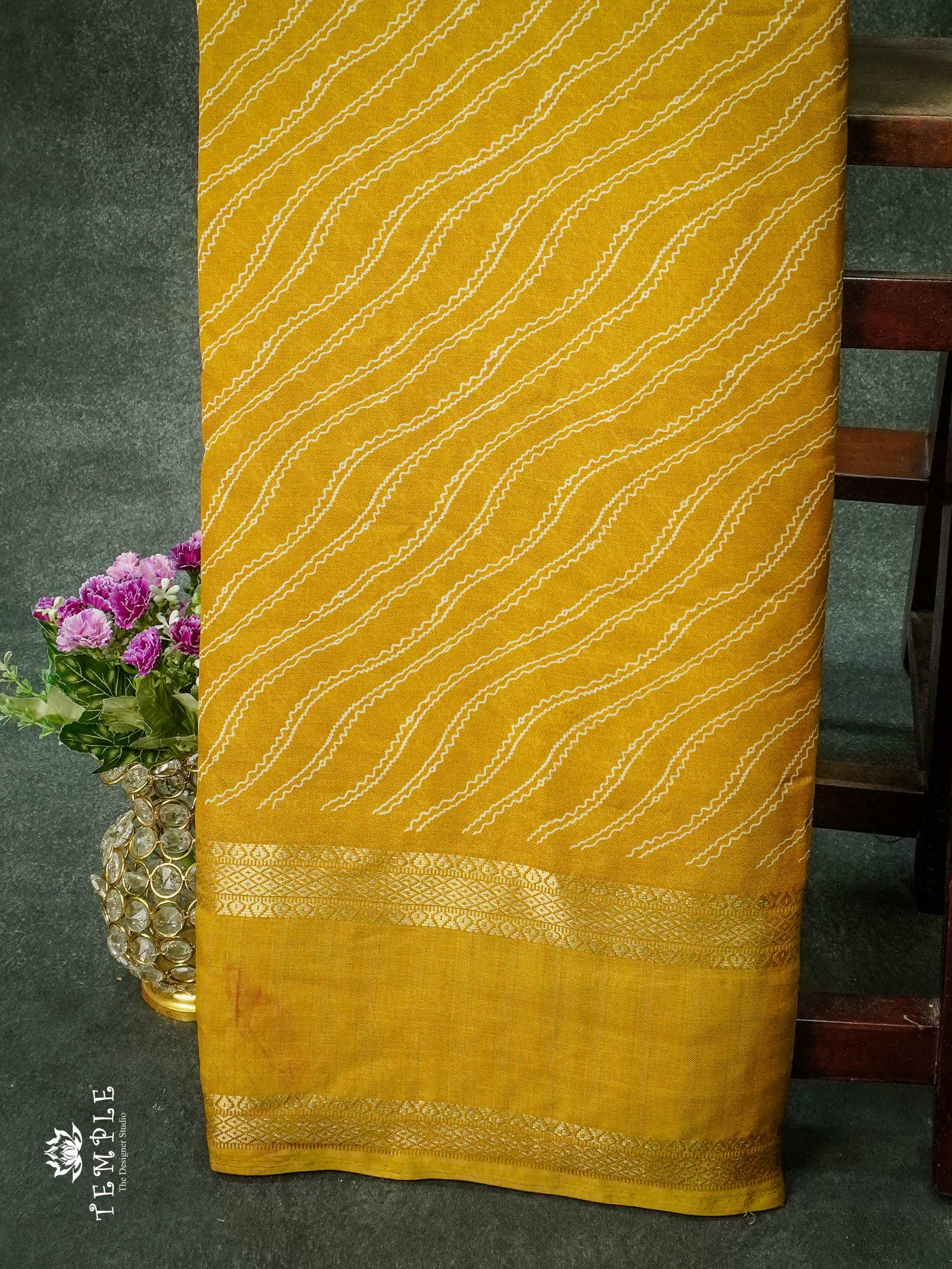 Georgette Saree With Wavy Print(Yellow) | TTDS1122