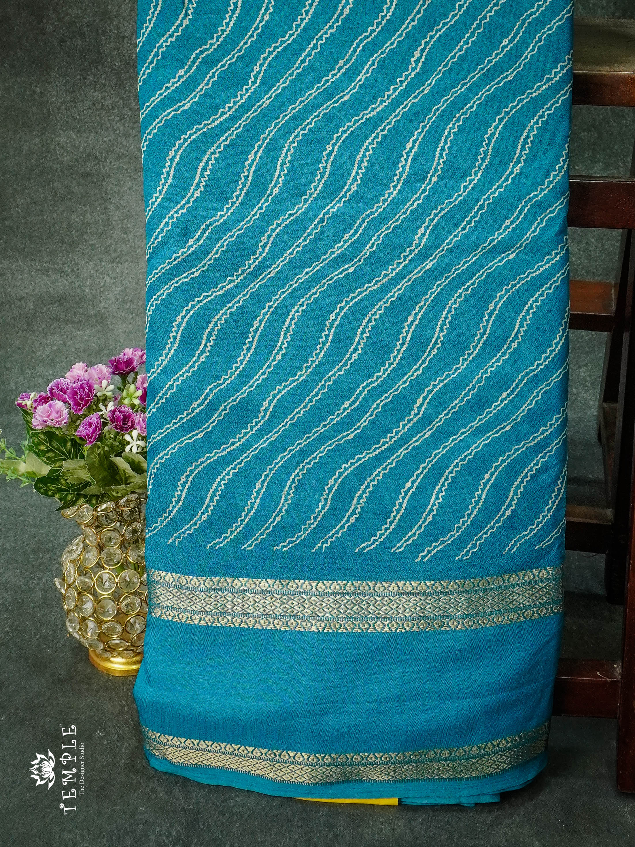 Georgette Saree With Wavy Print(Blue) | TTDS1122