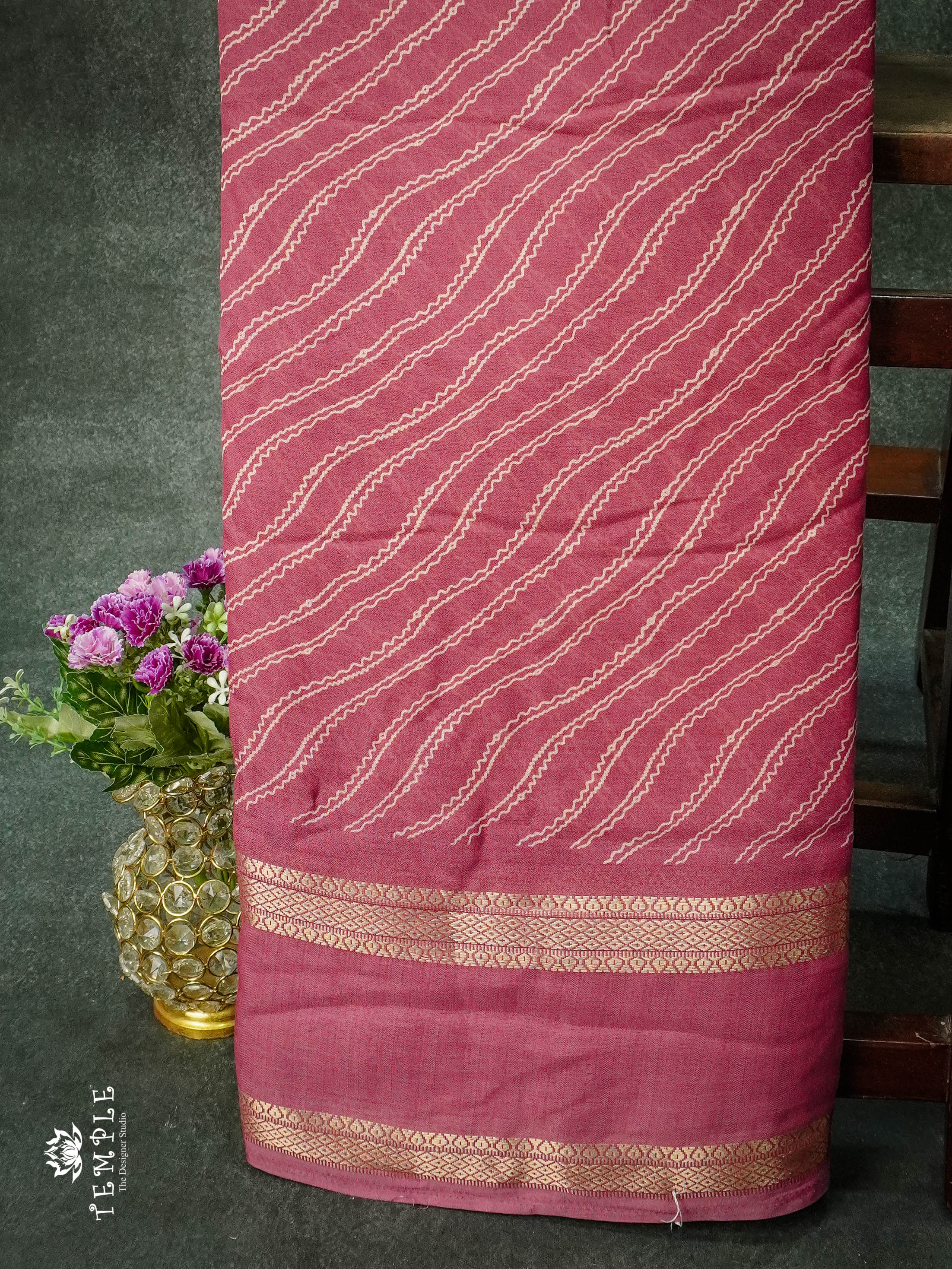 Georgette Saree With Wavy Print(Baby Pink) | TTDS1122