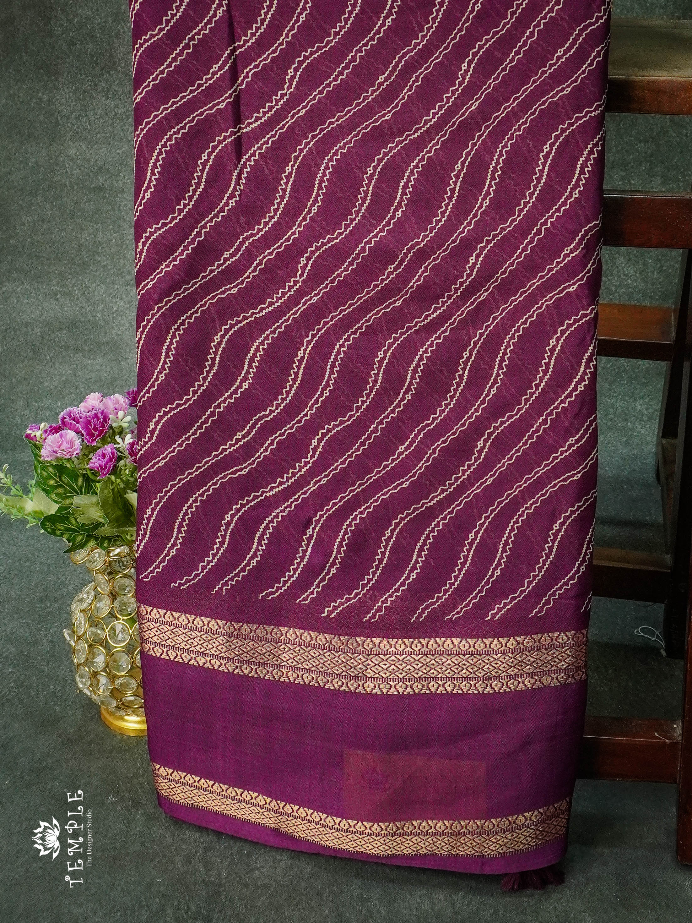 Georgette Saree With Wavy Print(Magenta) | TTDS1122