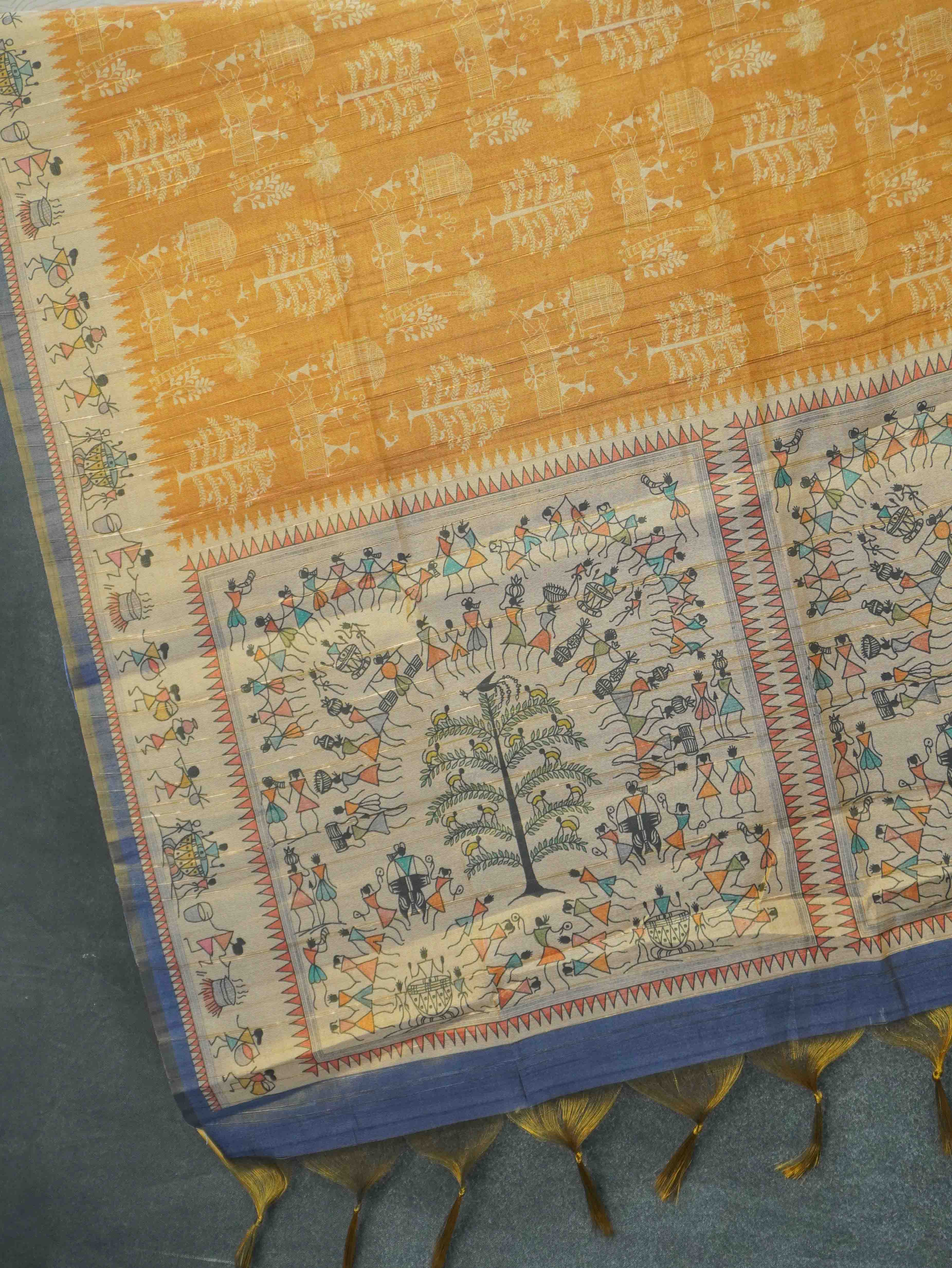 Printed Paper Tussar Saree | TTDS3417
