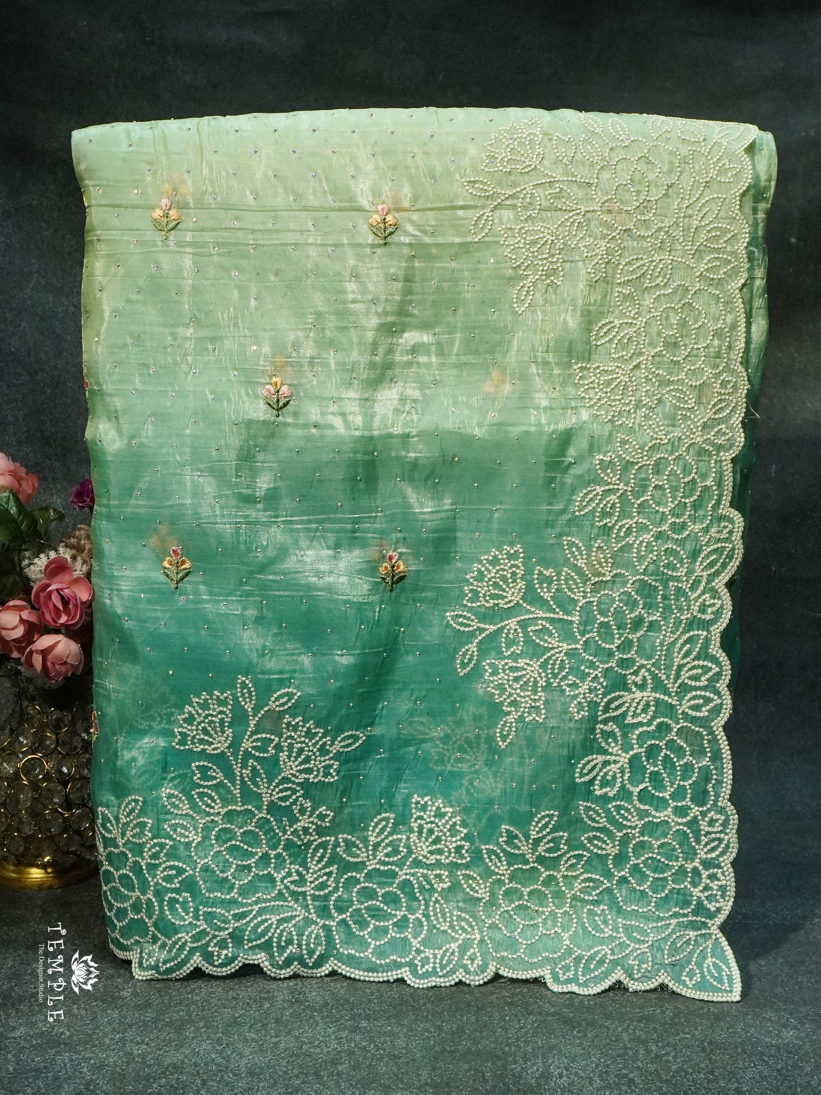 Cocktail saree with 3D Colour (Aqua Blue) | TTDS1518 | Merry Deals | PRE BOOKING