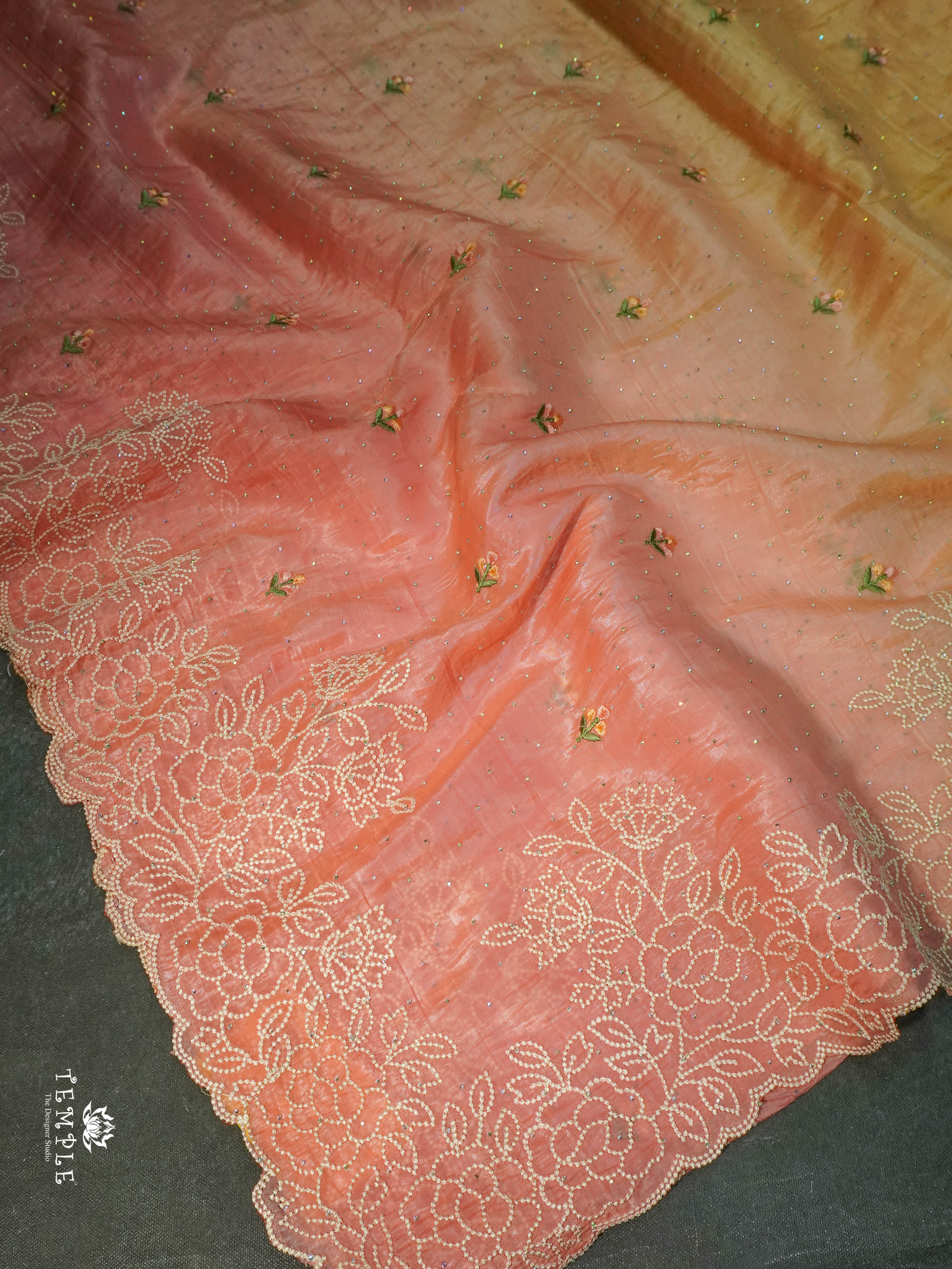 Cocktail saree with 3D Colour (Peach) | TTDS1518 | Merry Deals | PRE BOOKING