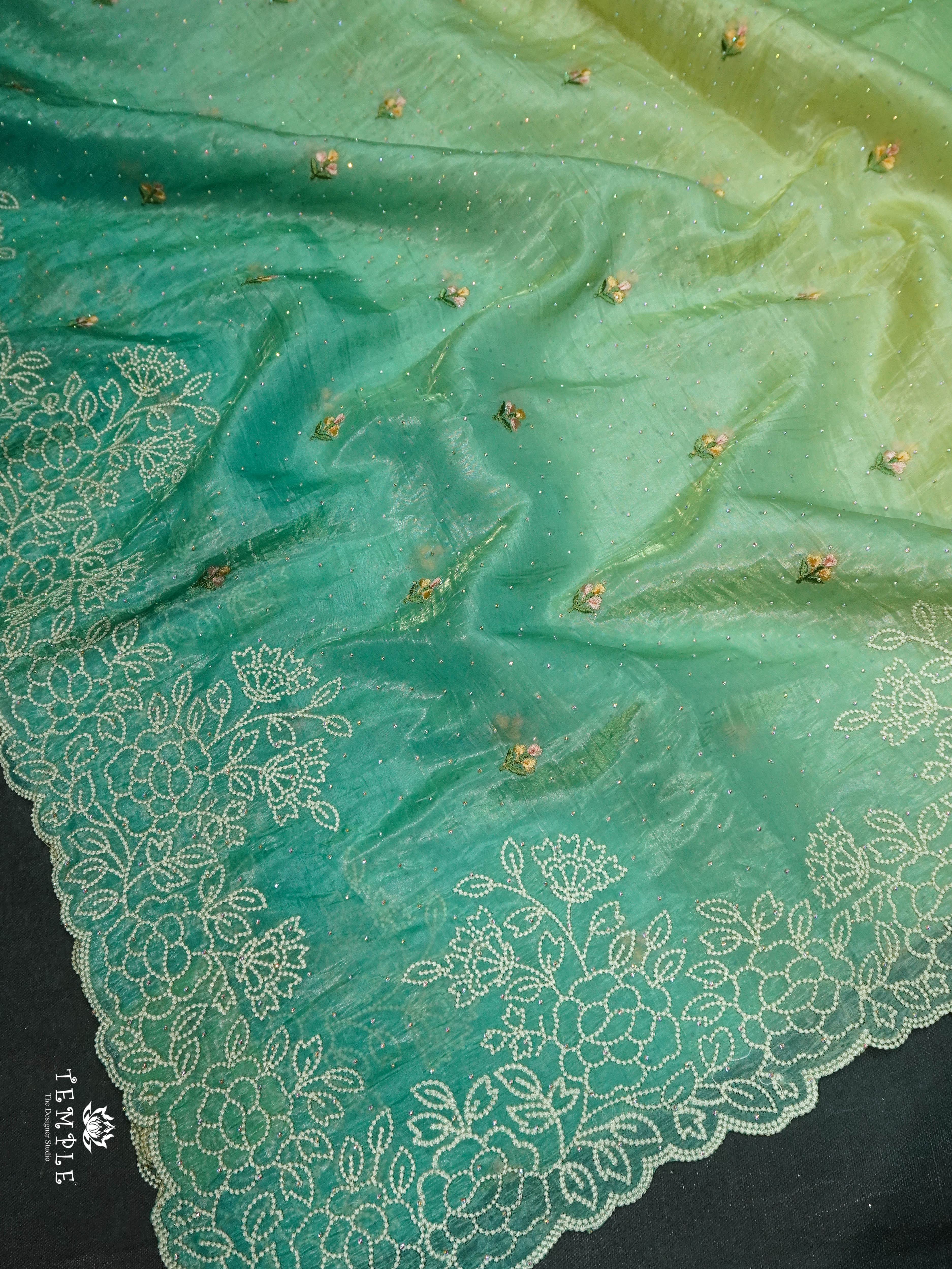 Cocktail saree with 3D Colour (Aqua Blue) | TTDS1518 | Merry Deals | PRE BOOKING