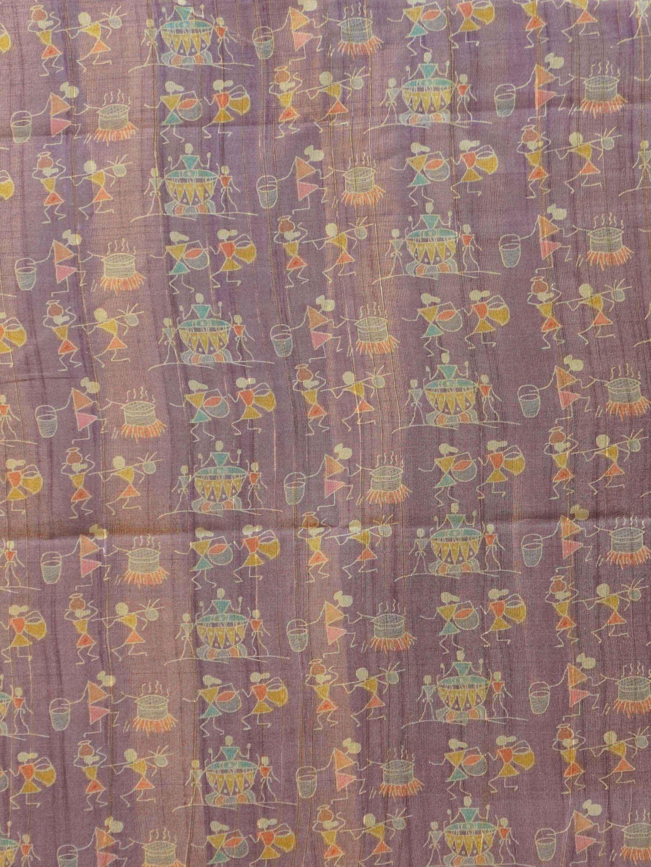 Printed Paper Tussar Saree | TTDS3417
