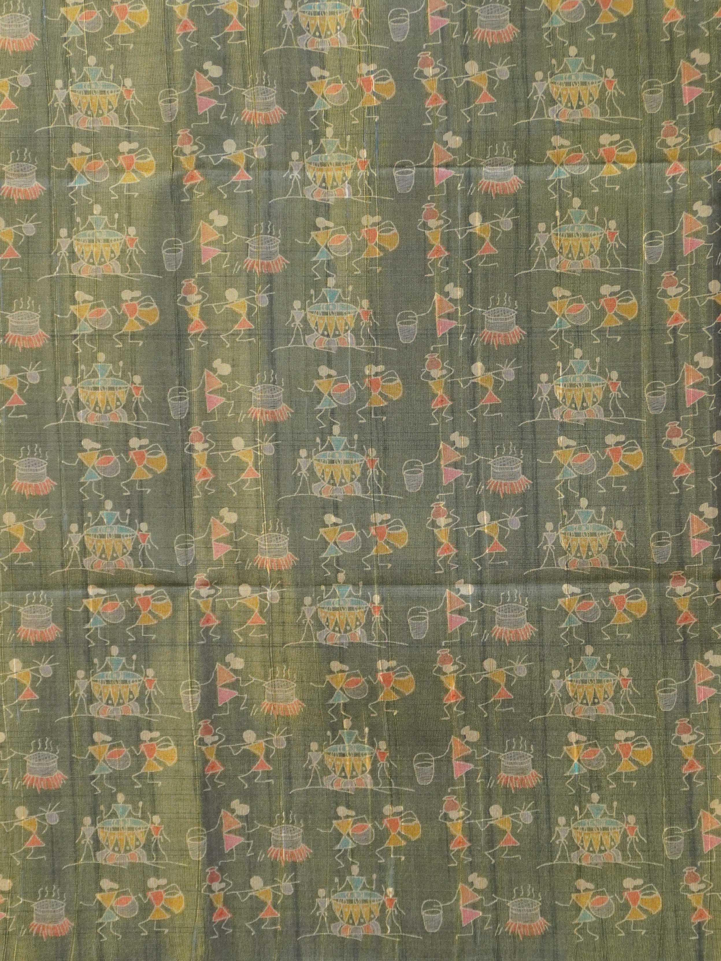 Printed Paper Tussar Saree | TTDS3417