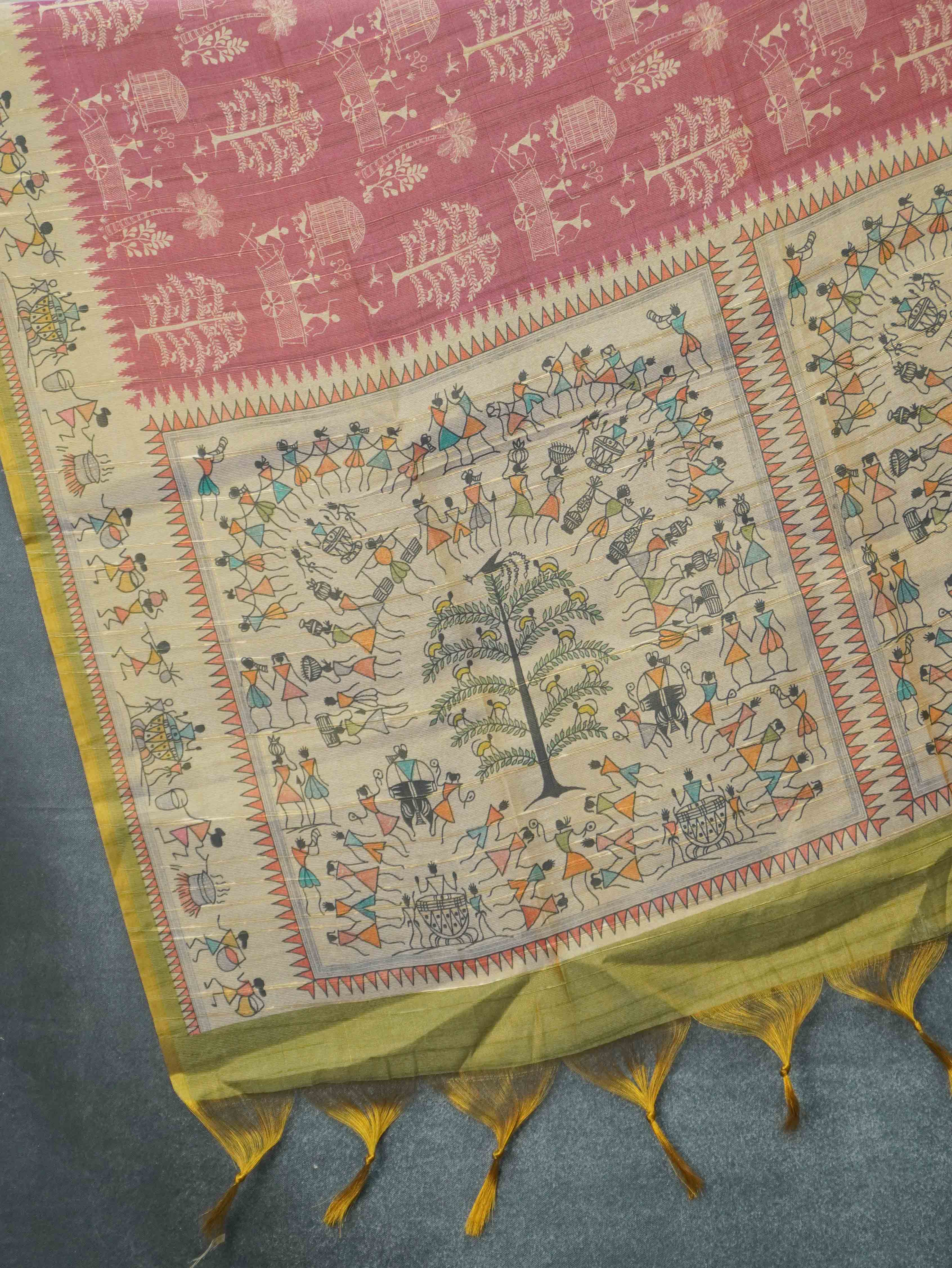 Printed Paper Tussar Saree | TTDS3417