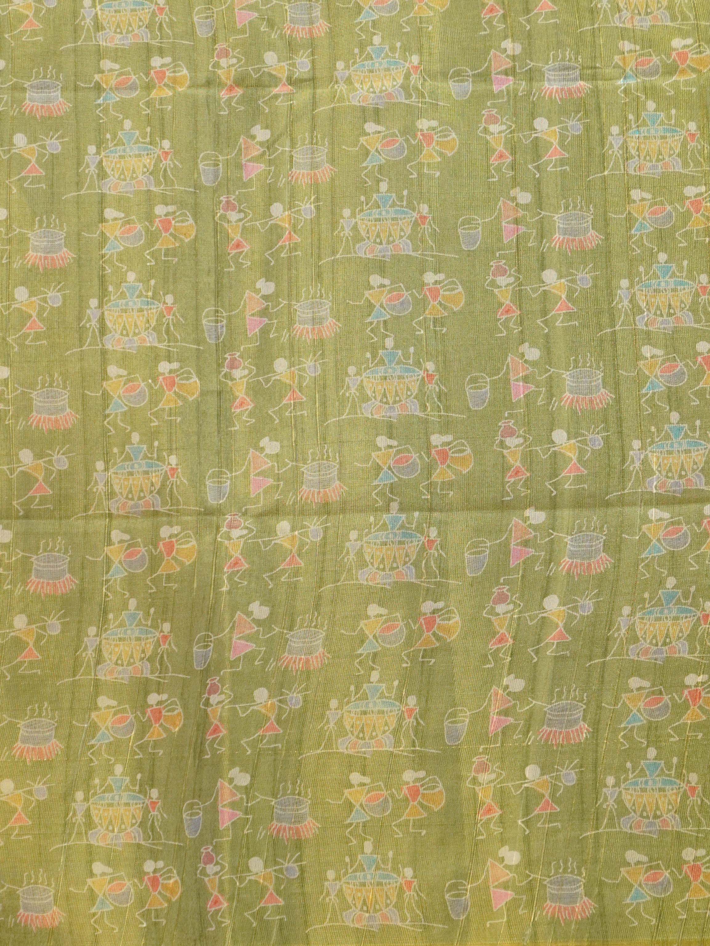 Printed Paper Tussar Saree | TTDS3417