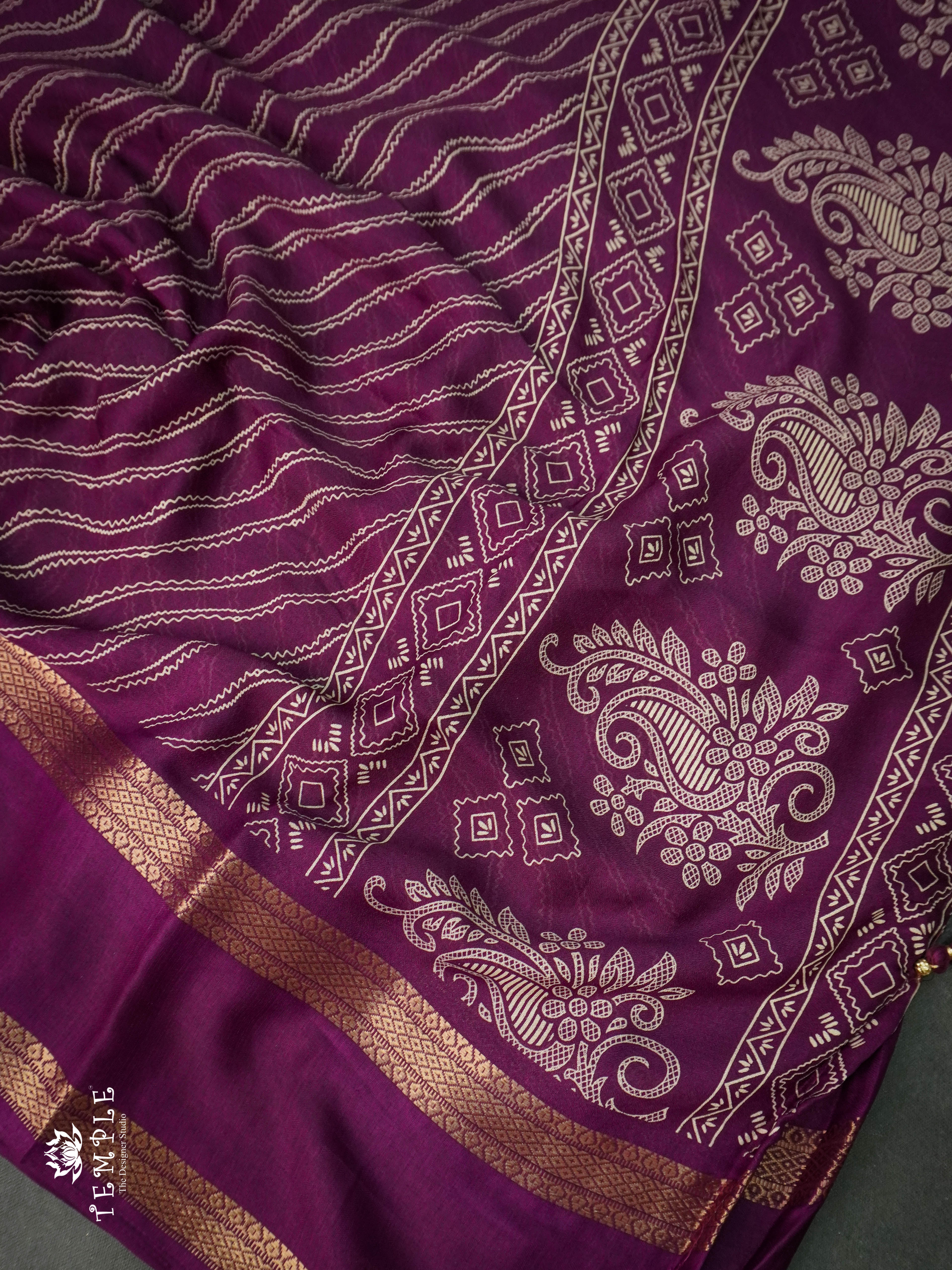 Georgette Saree With Wavy Print(Magenta) | TTDS1122