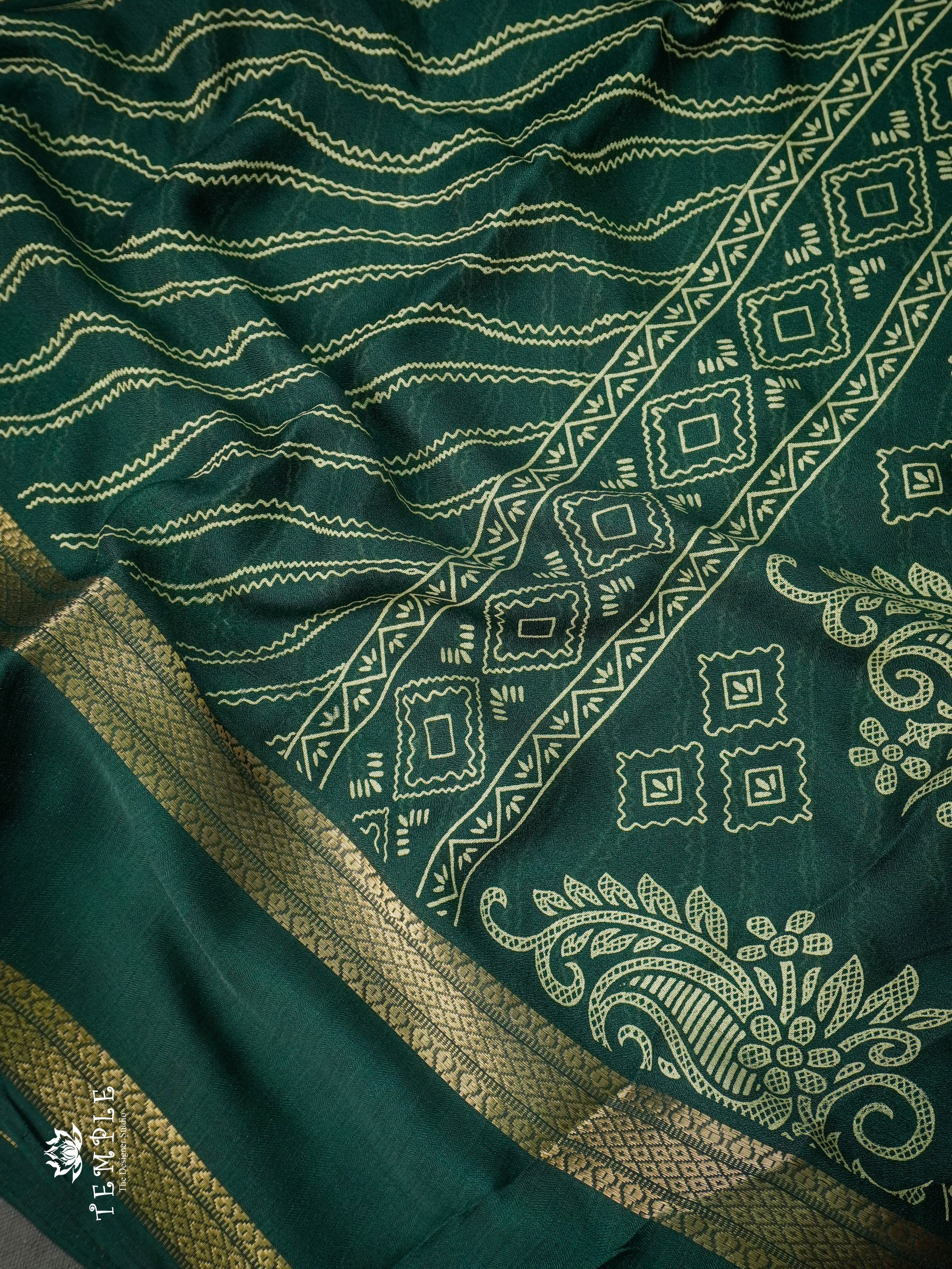 Georgette Saree With Wavy Print(Green) | TTDS1122