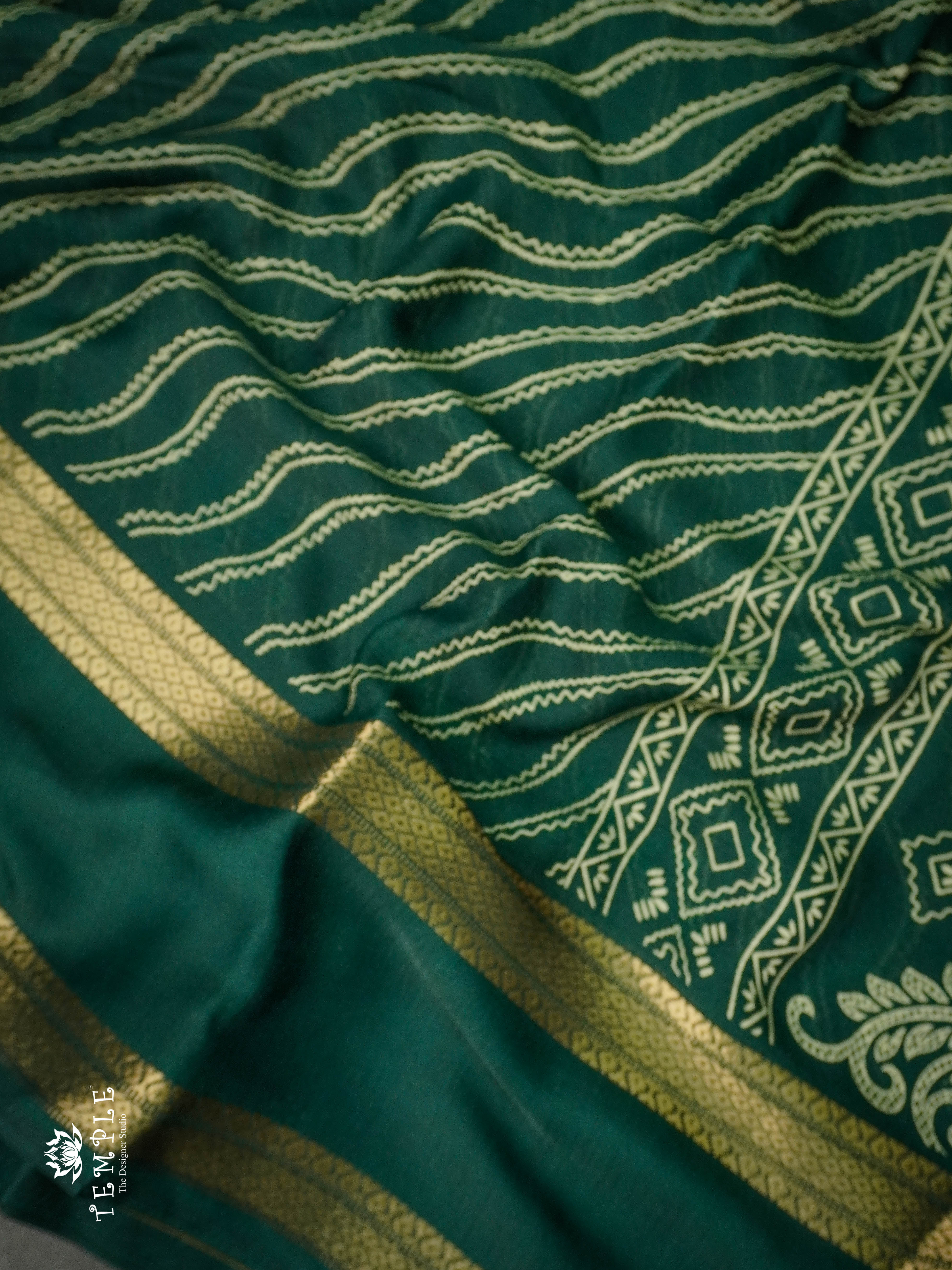 Georgette Saree With Wavy Print(Green) | TTDS1122