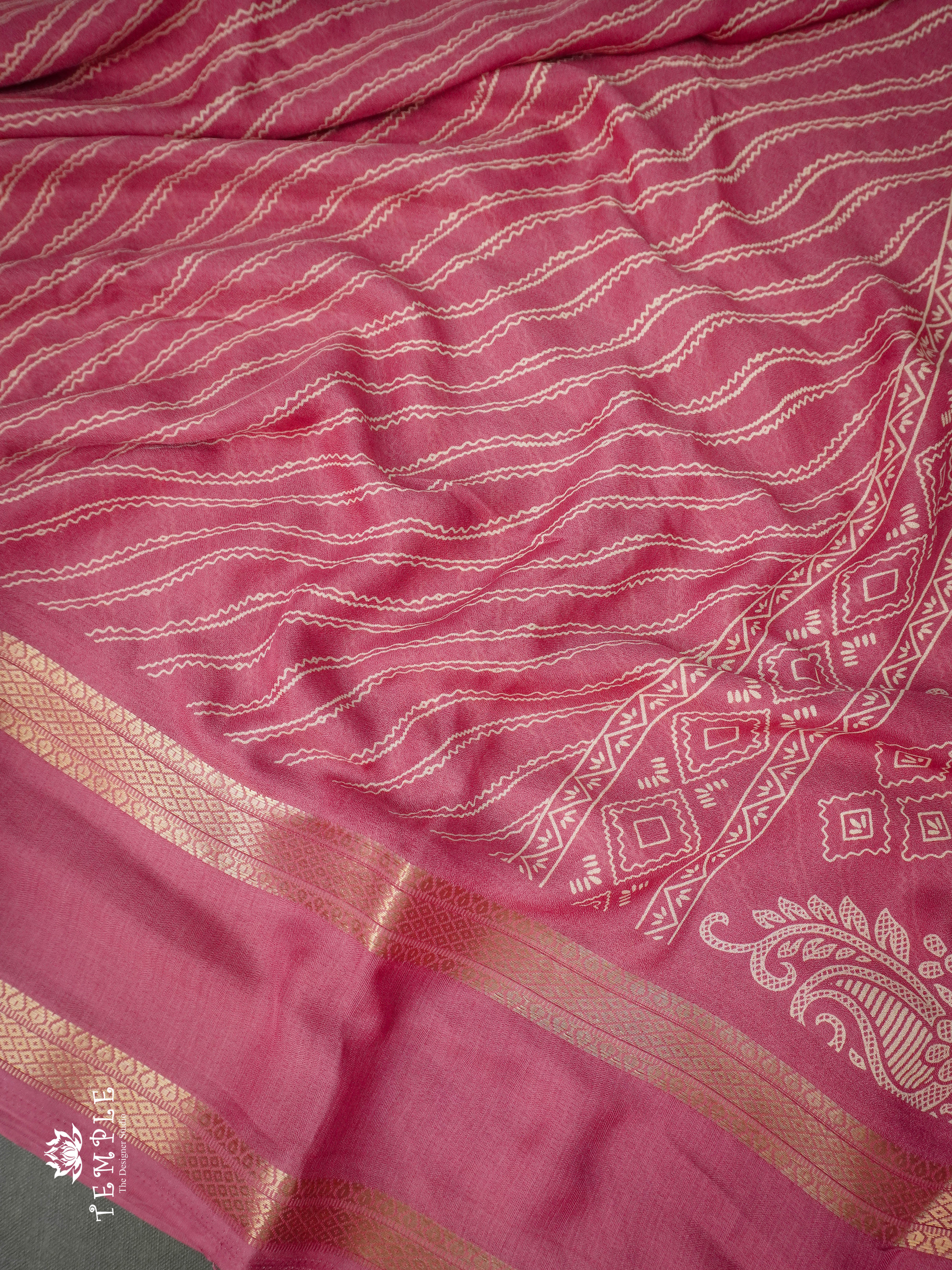 Georgette Saree With Wavy Print(Baby Pink) | TTDS1122