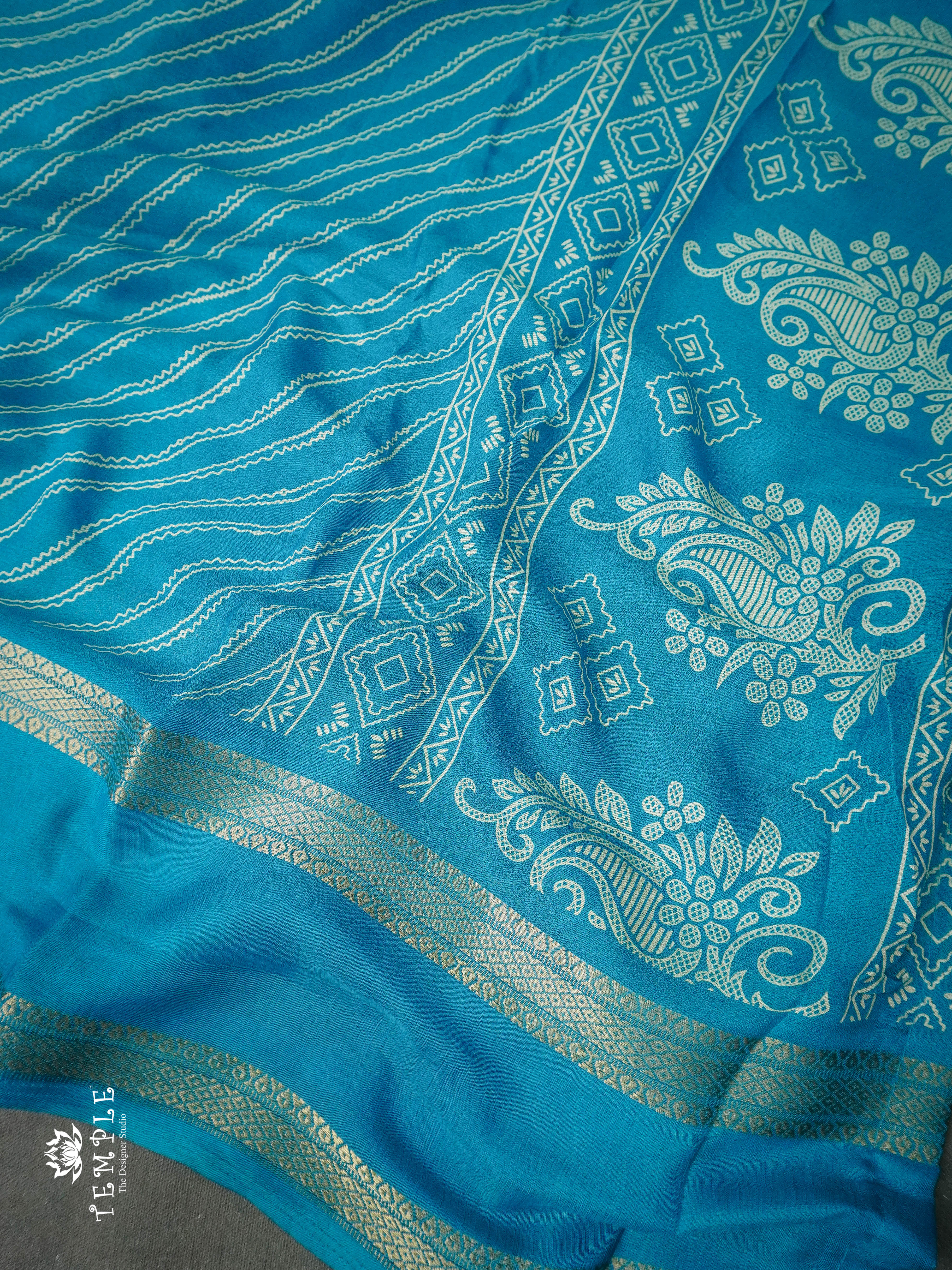 Georgette Saree With Wavy Print(Blue) | TTDS1122