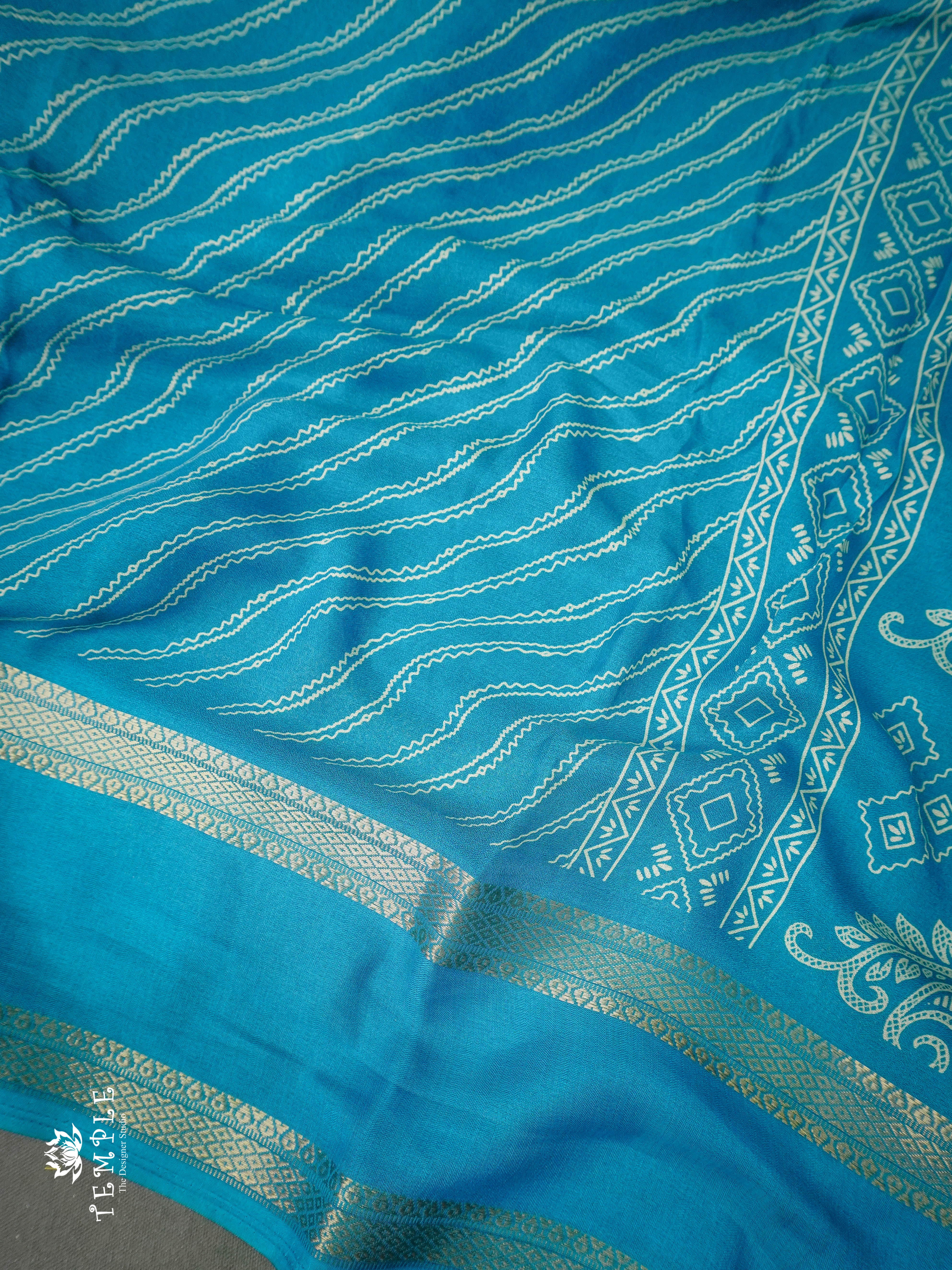 Georgette Saree With Wavy Print(Blue) | TTDS1122