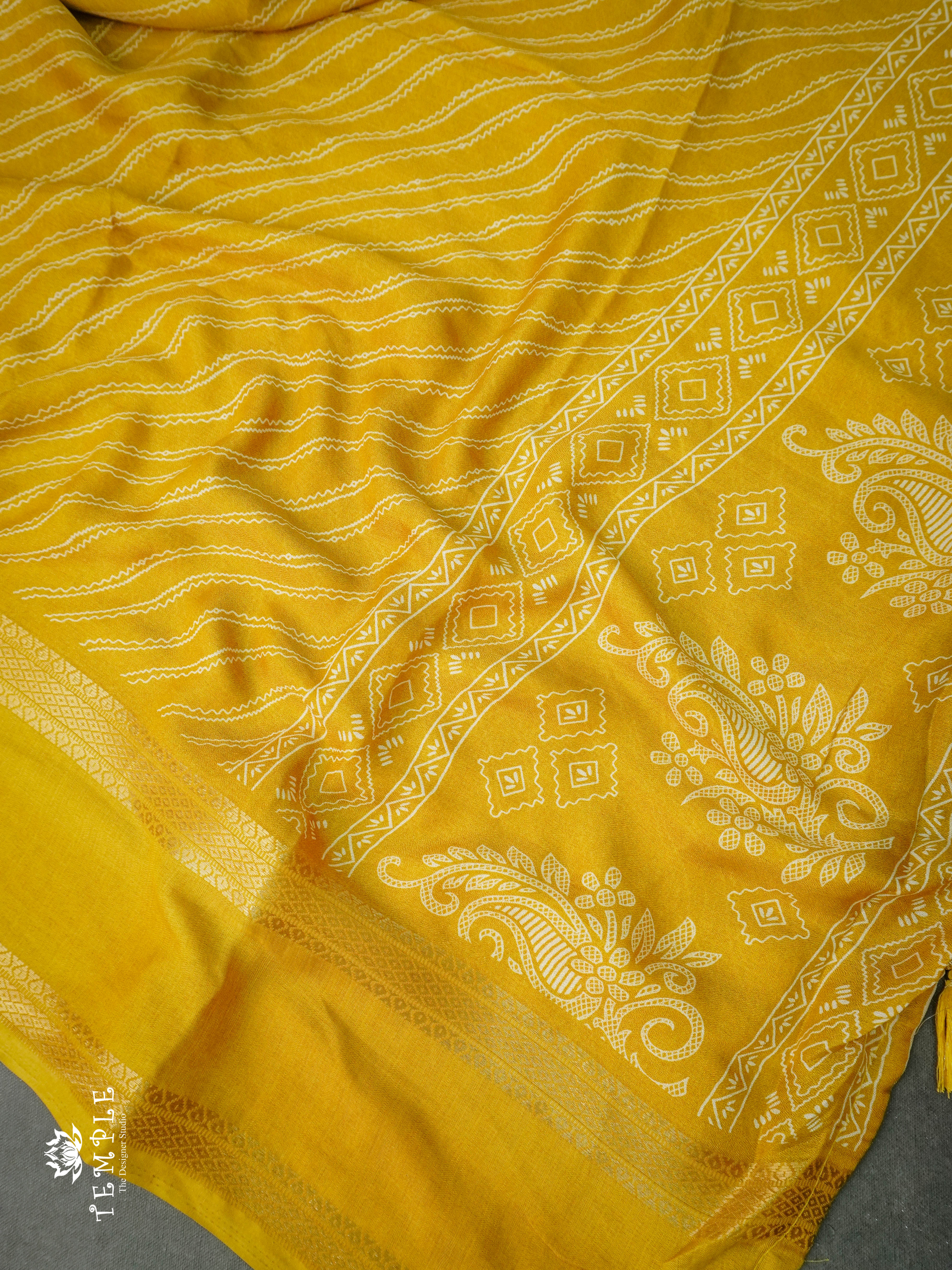 Georgette Saree With Wavy Print(Yellow) | TTDS1122