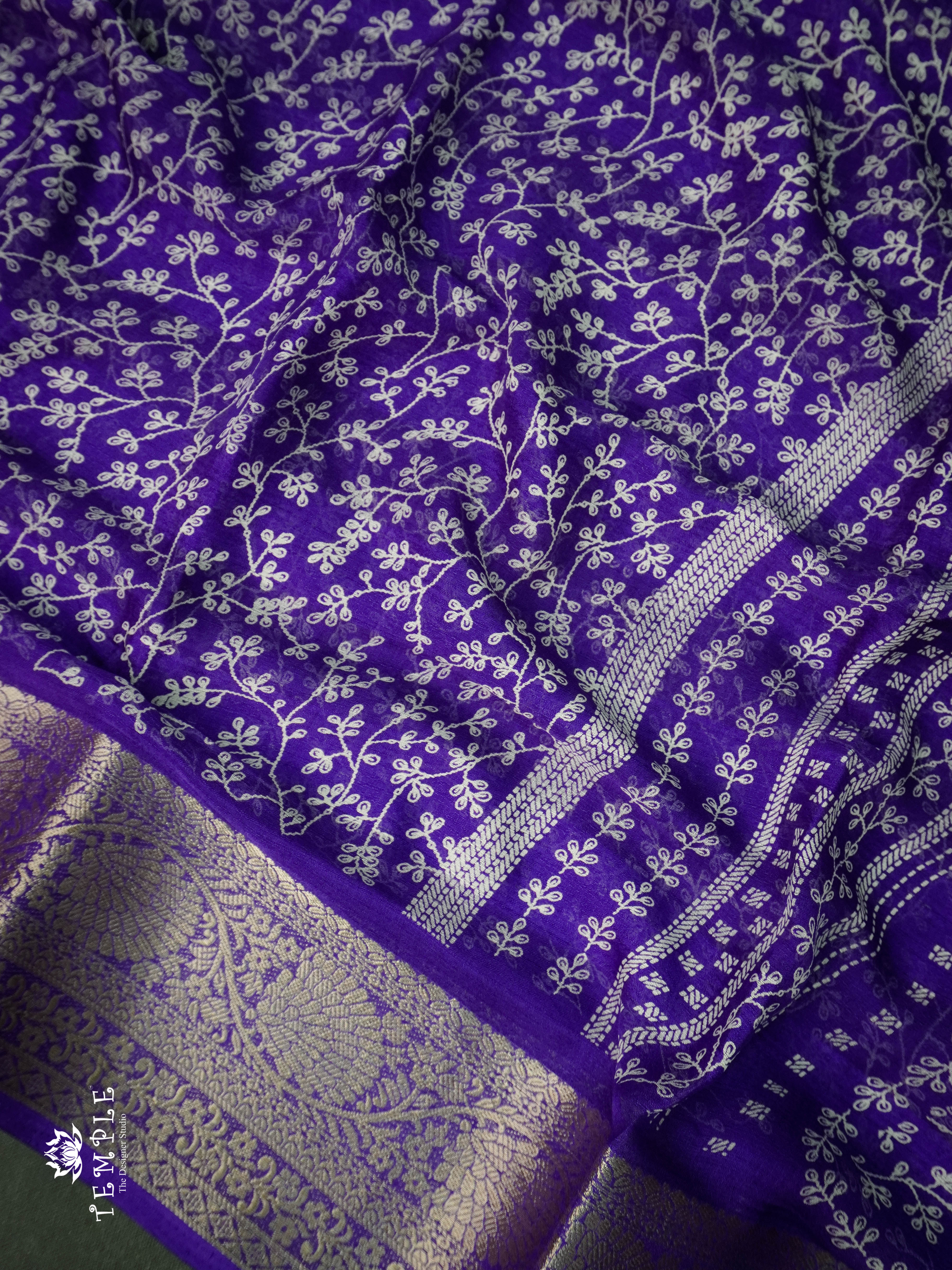 Georgette Saree With Tiny Floral Print (Purple) | TTDS1121 | Sparkling Deals