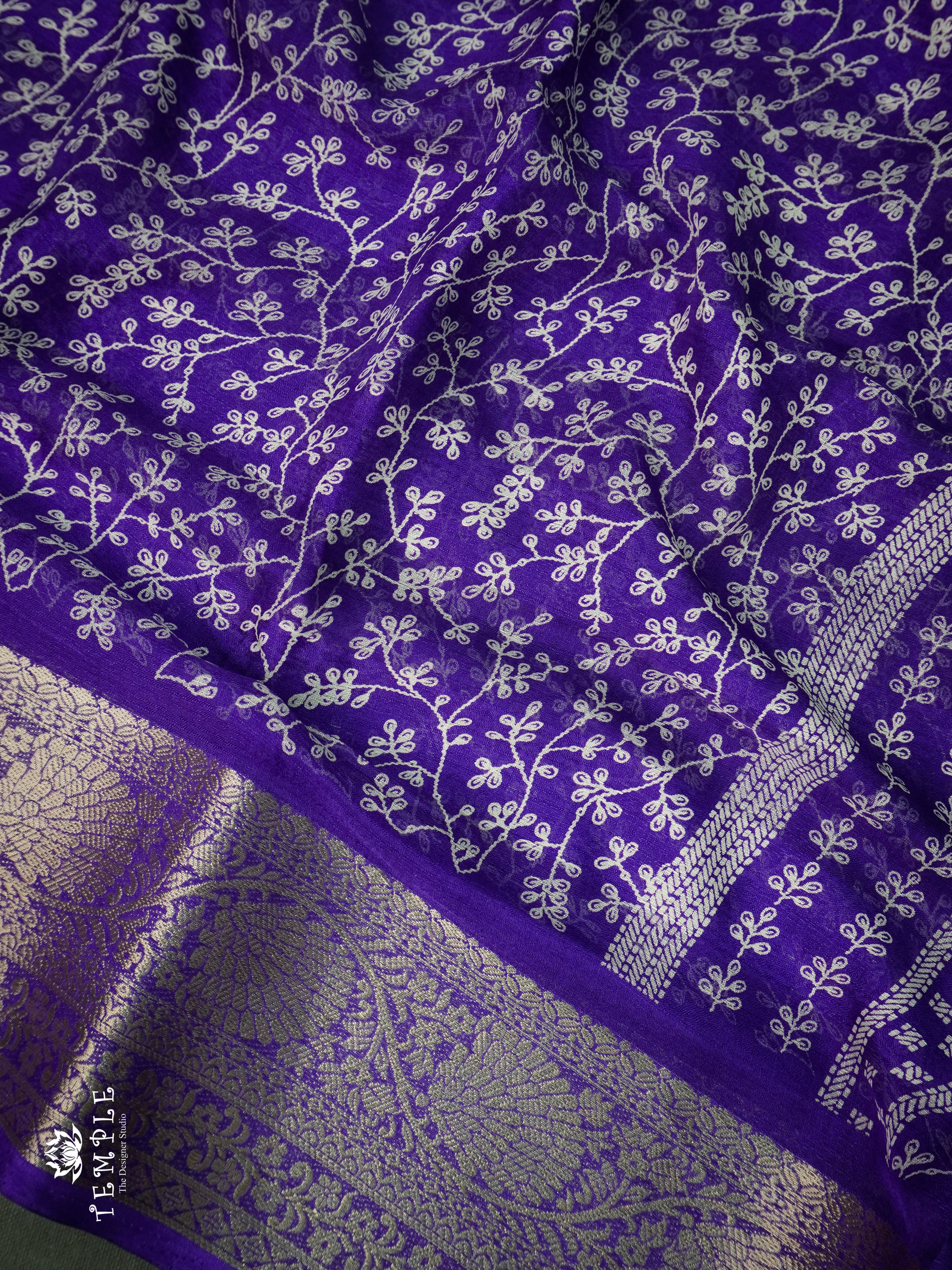 Georgette Saree With Tiny Floral Print (Purple) | TTDS1121 | Sparkling Deals