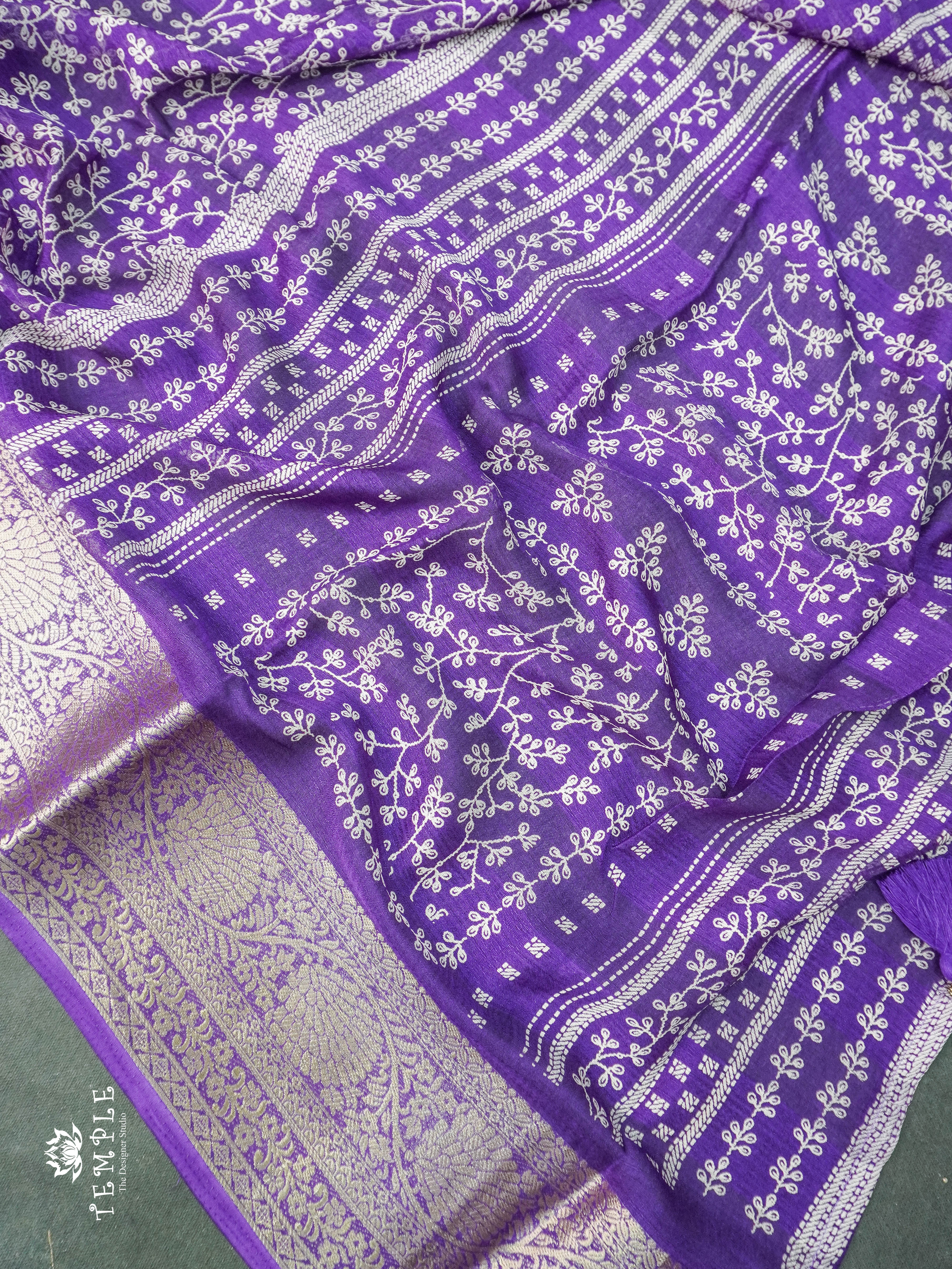 Georgette Saree With Tiny Floral Print (Violet) | TTDS1121 | Sparkling Deals