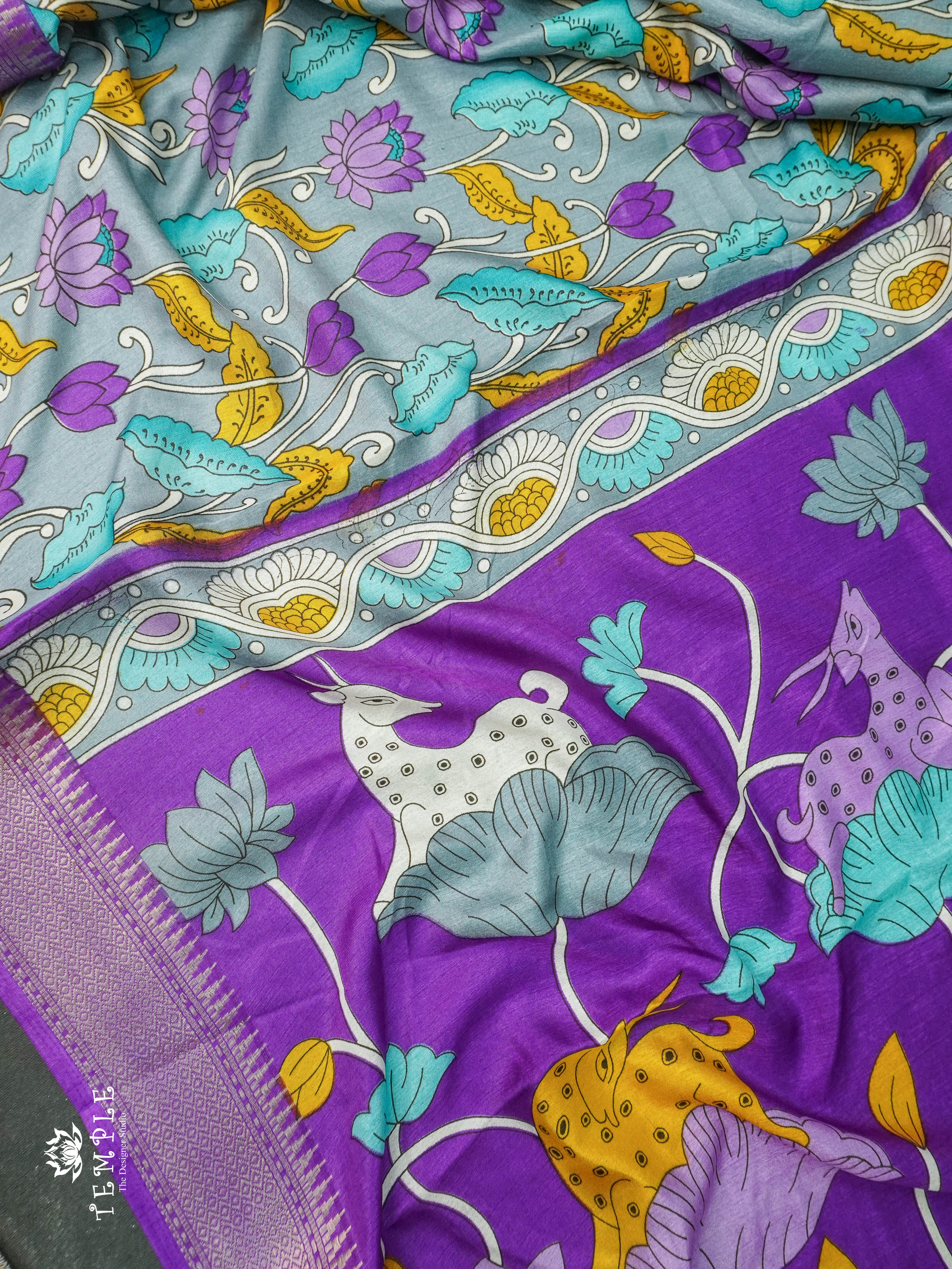 Semi Crepe Saree with Pichwai Print(Lavender) | TTDS1124 | PRE BOOKING