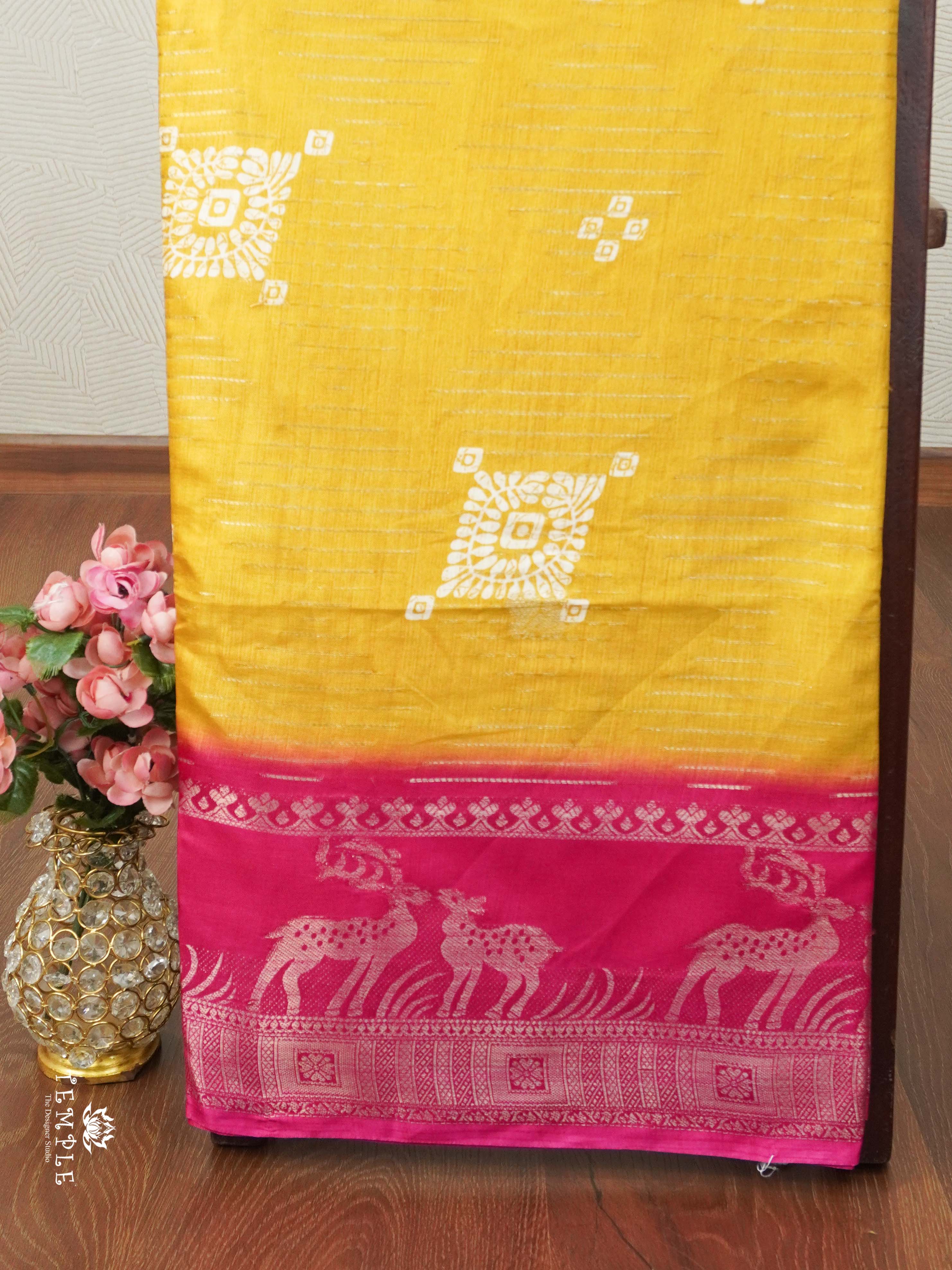 Georgette Saree With Deer Motif Border | TTDS2059