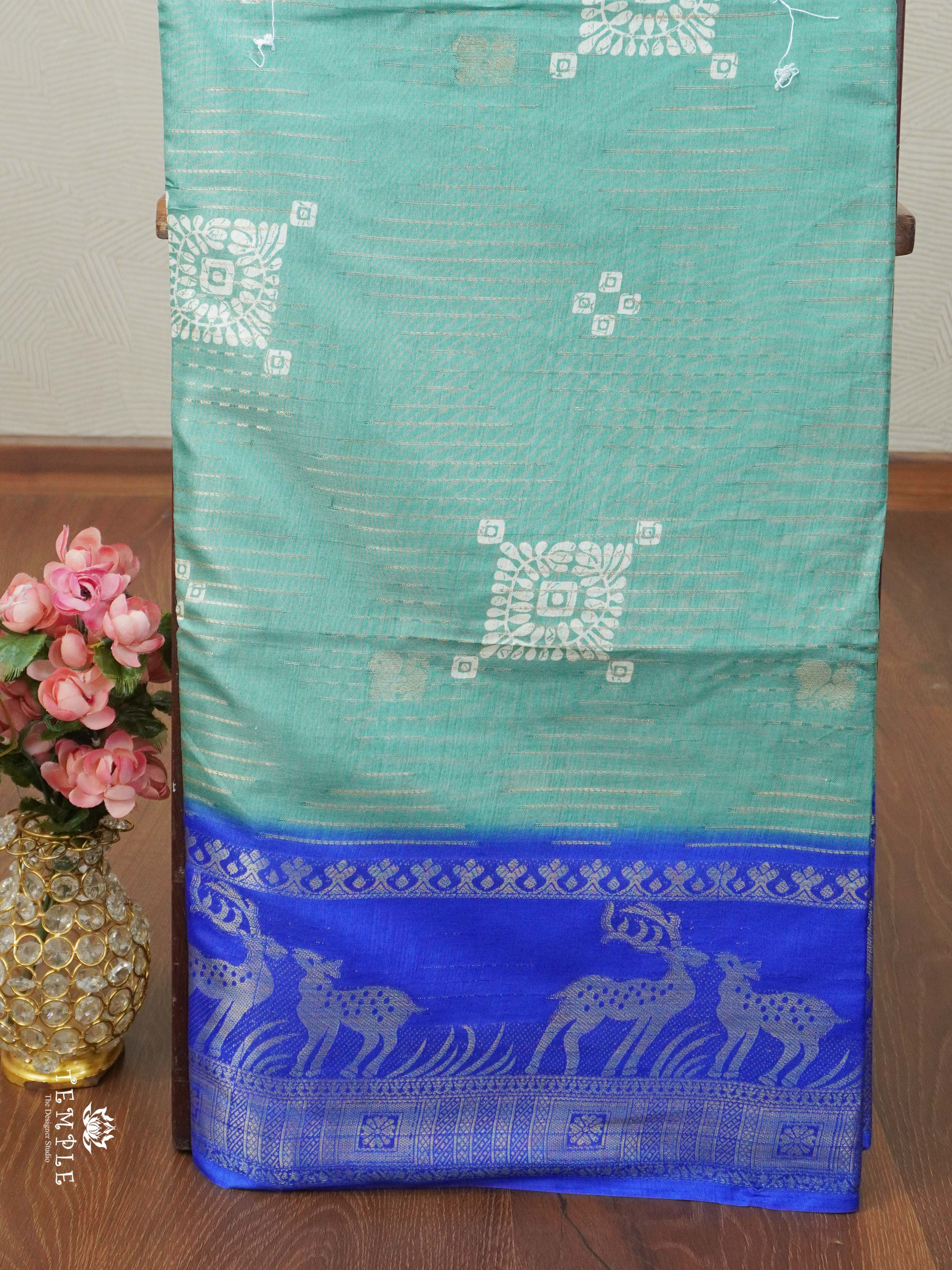 Georgette Saree With Deer Motif Border | TTDS2059