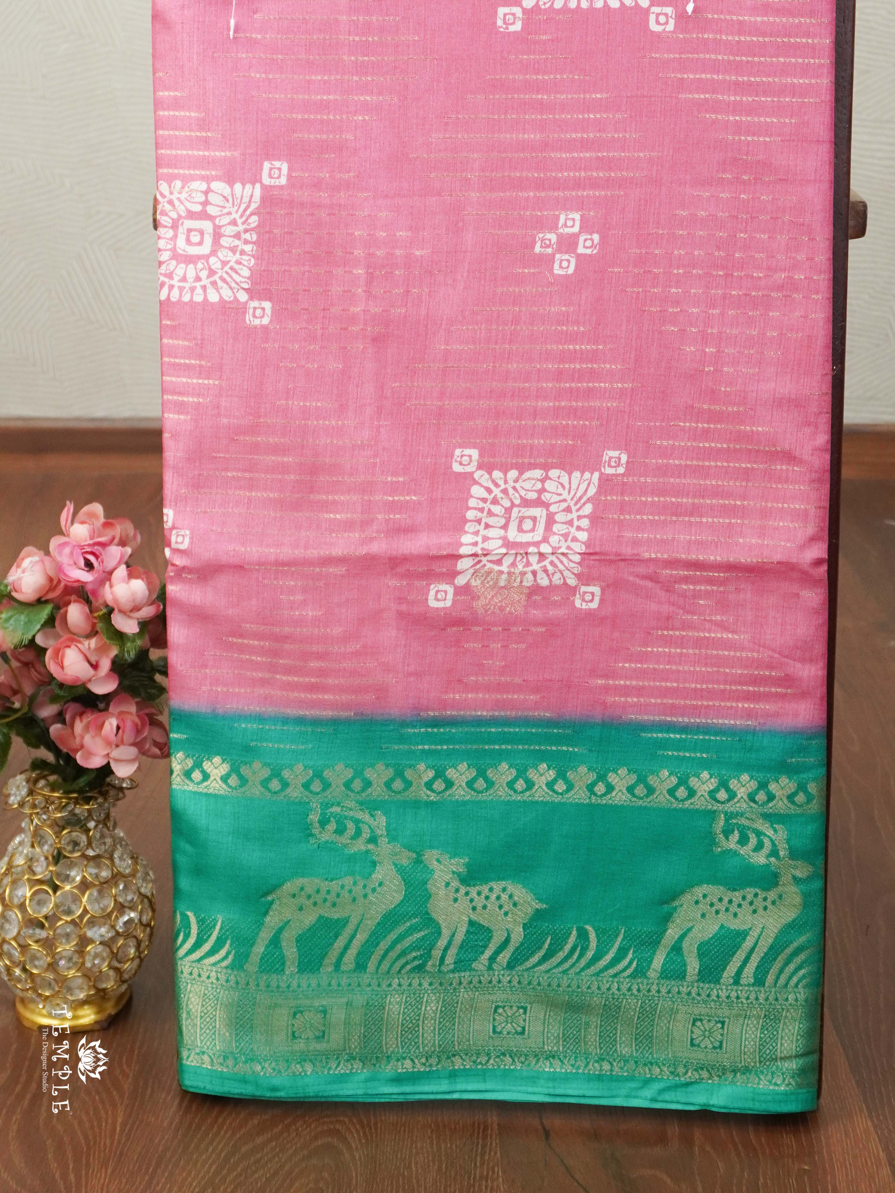 Georgette Saree With Deer Motif Border | TTDS2059