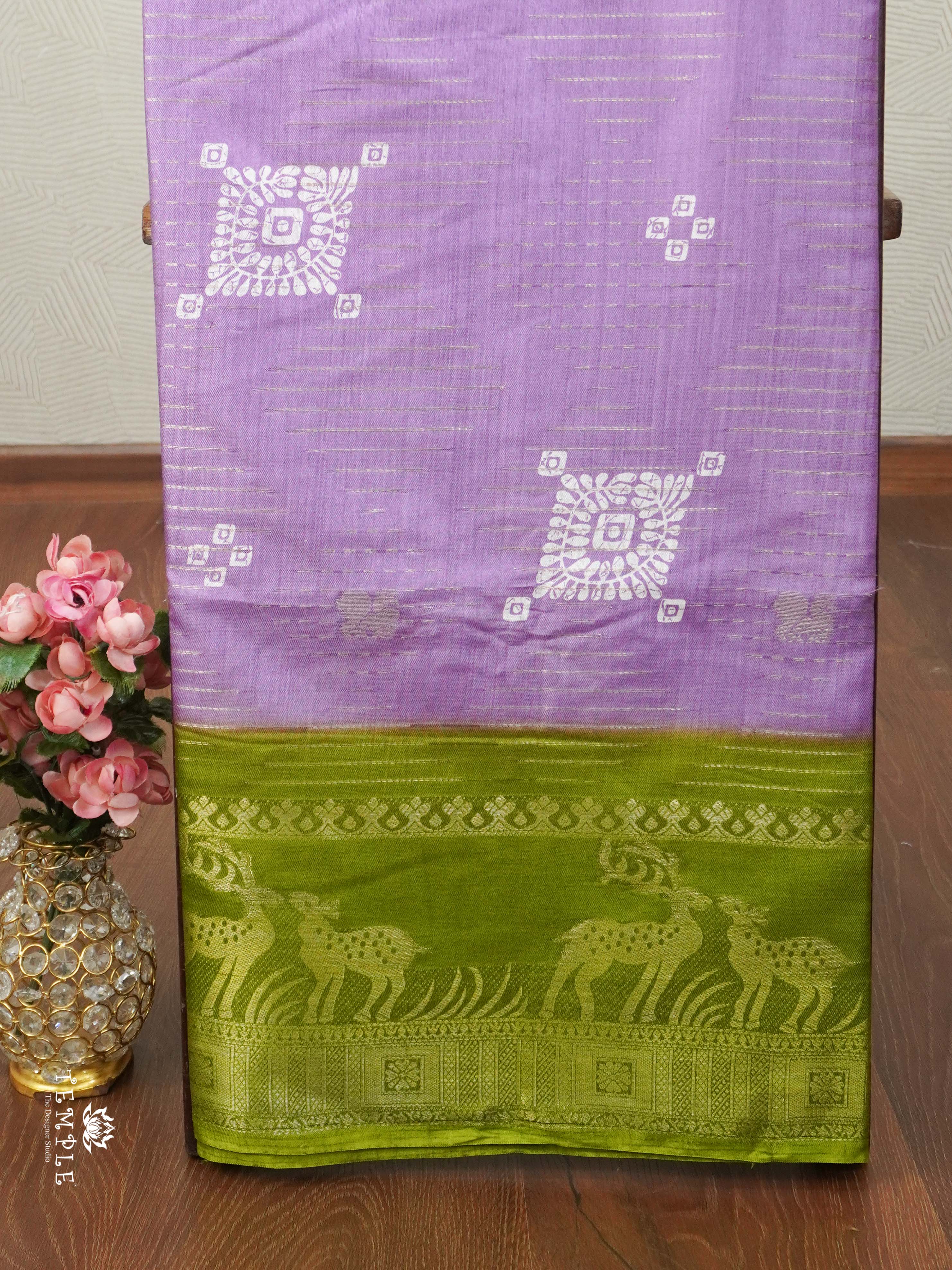 Georgette Saree With Deer Motif Border | TTDS2059