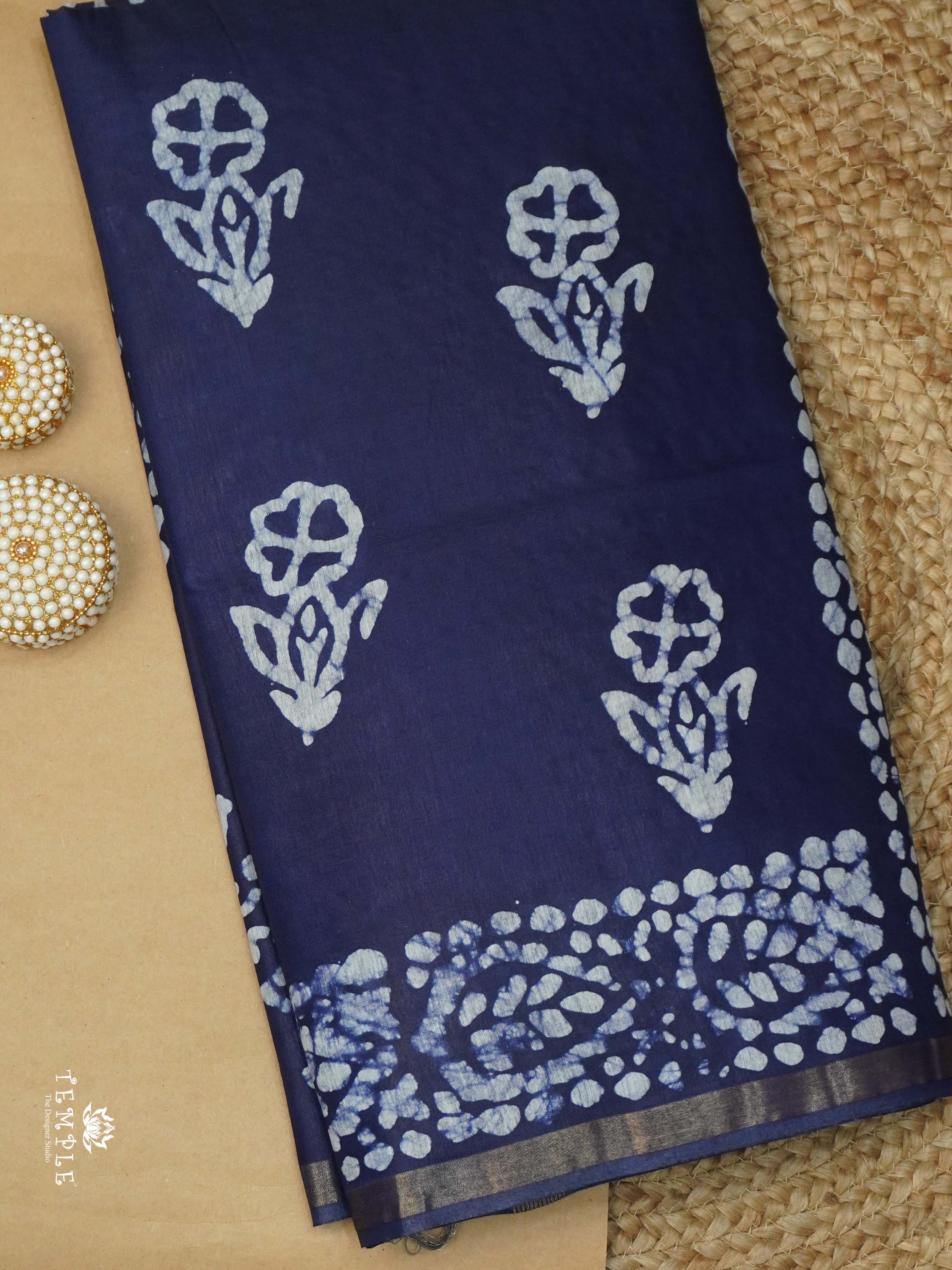 Indigo Baswada Cotton Saree | TTDS2043