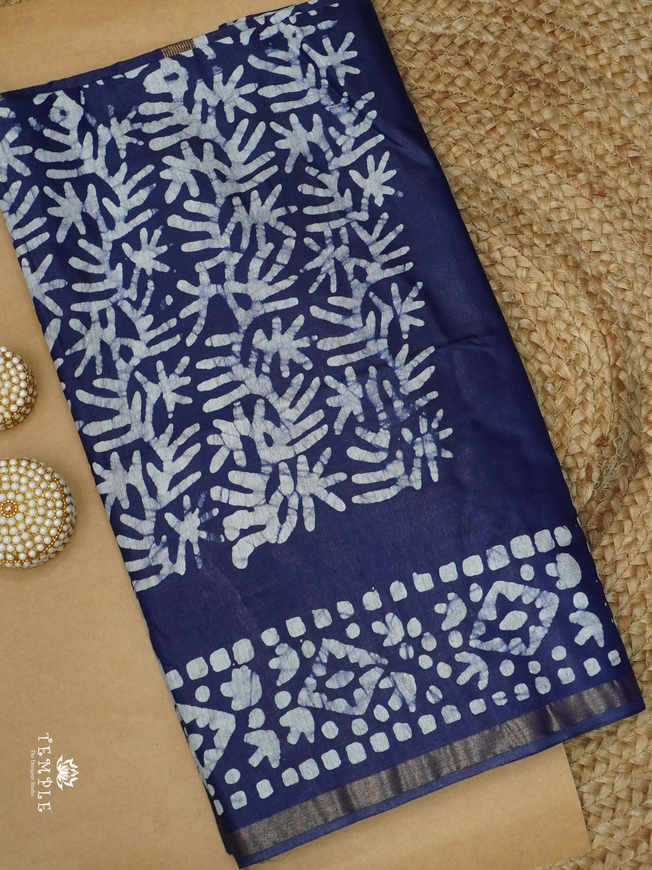 Indigo Baswada Cotton Saree | TTDS2043