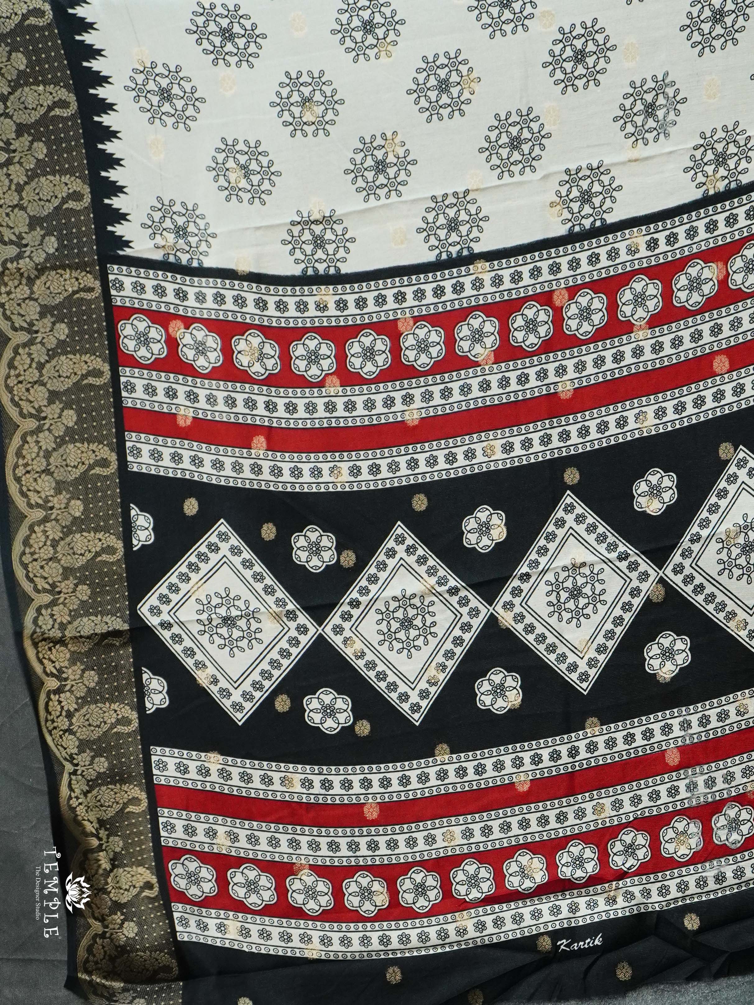 Marshmallow Saree With Kolam Prints | TTDS2498