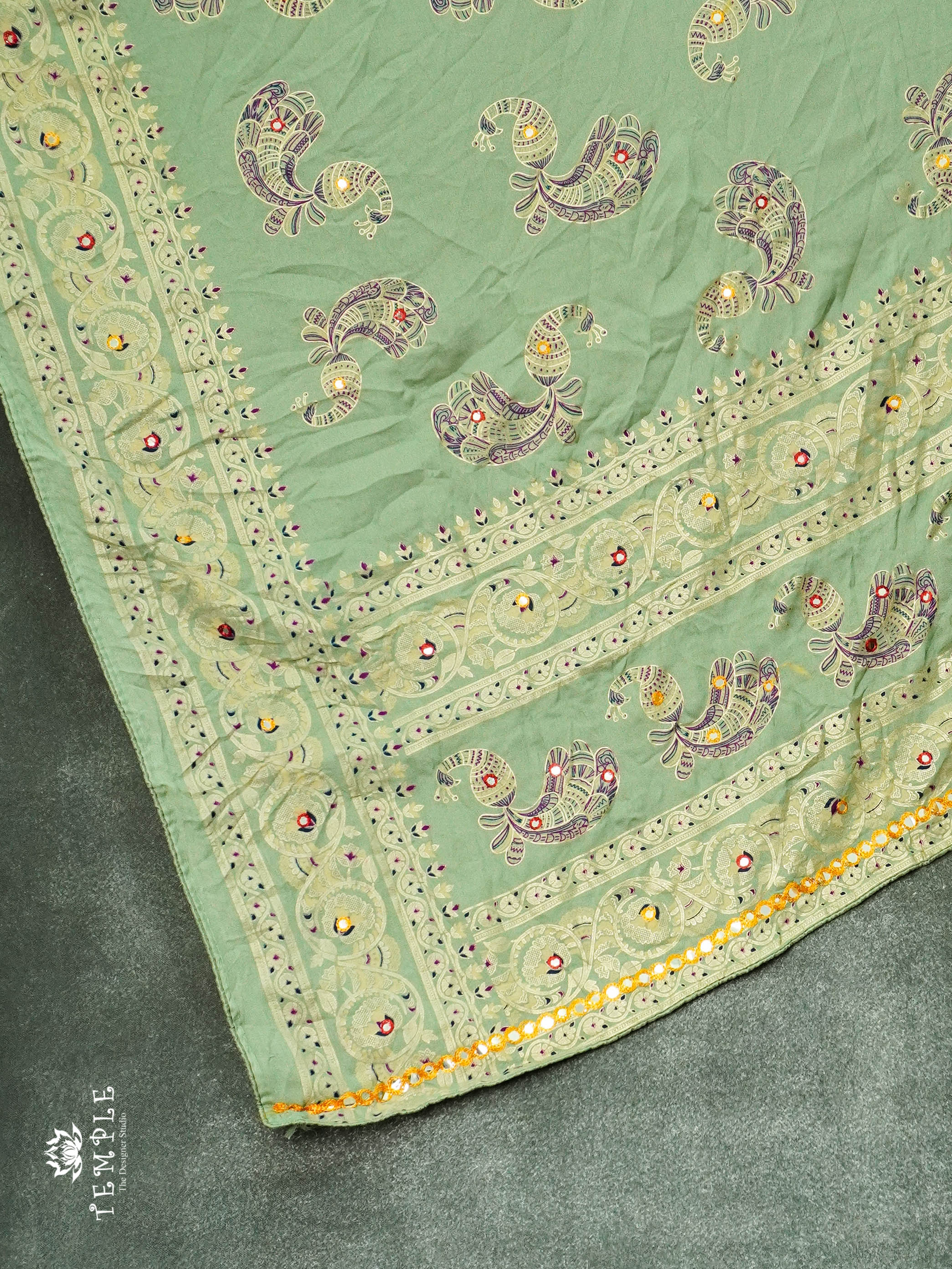 Mirror Work Georgette Saree(Pista Green) | TTDS1133 | Sparkling Deals| Sparkling Deals