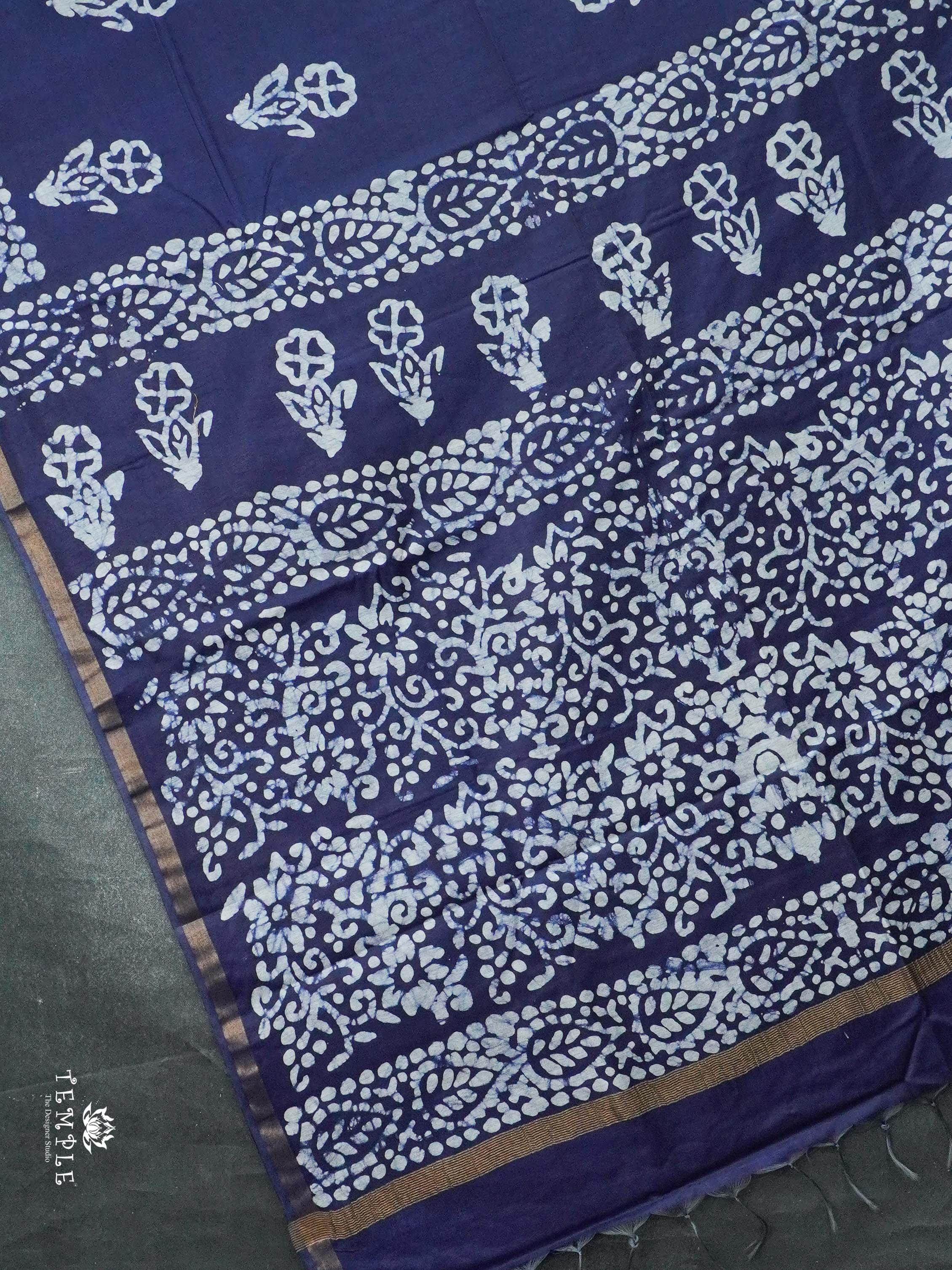 Indigo Baswada Cotton Saree | TTDS2043
