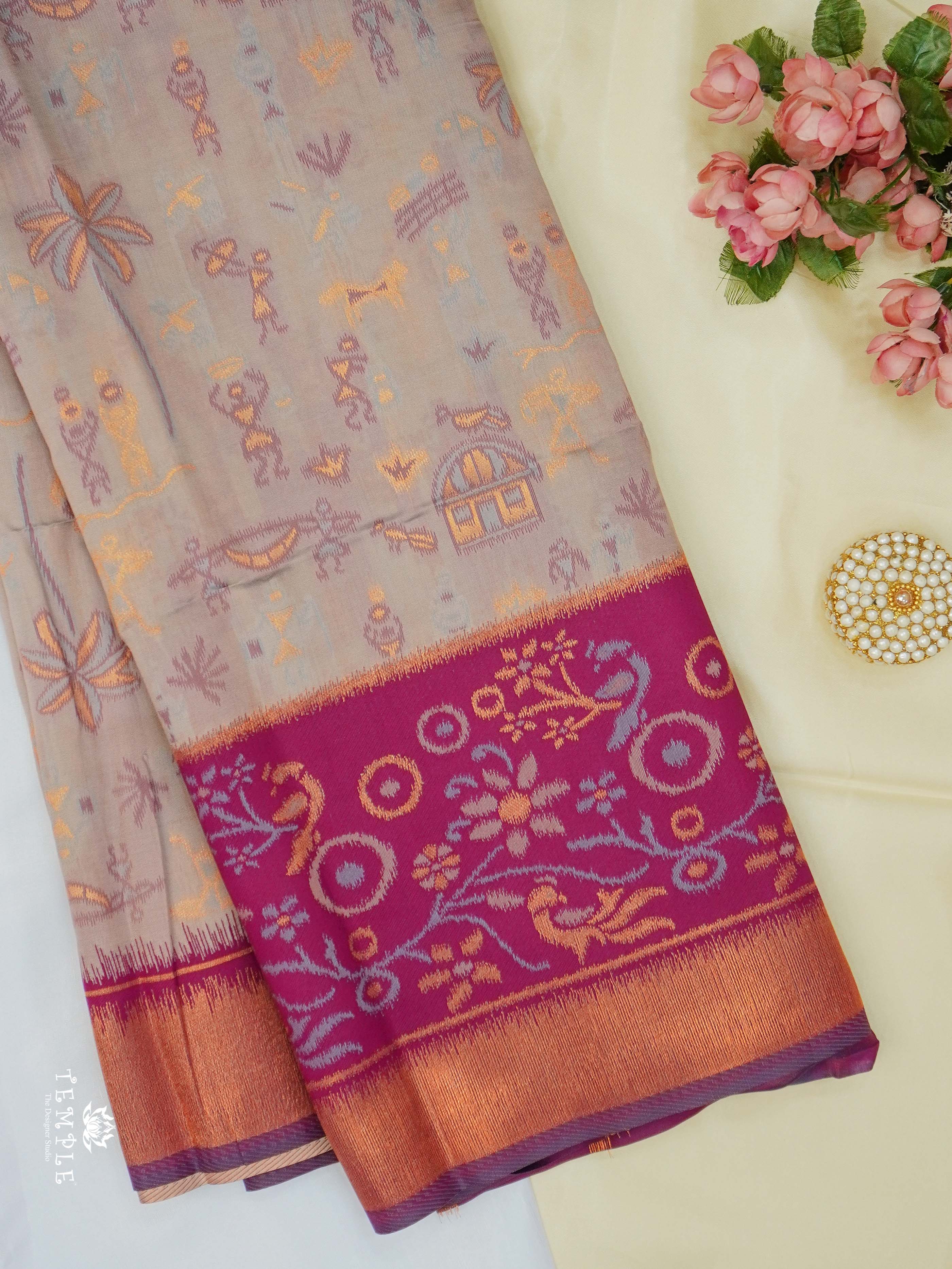 Warli Printed Art Silk Sarees | TTDS2519