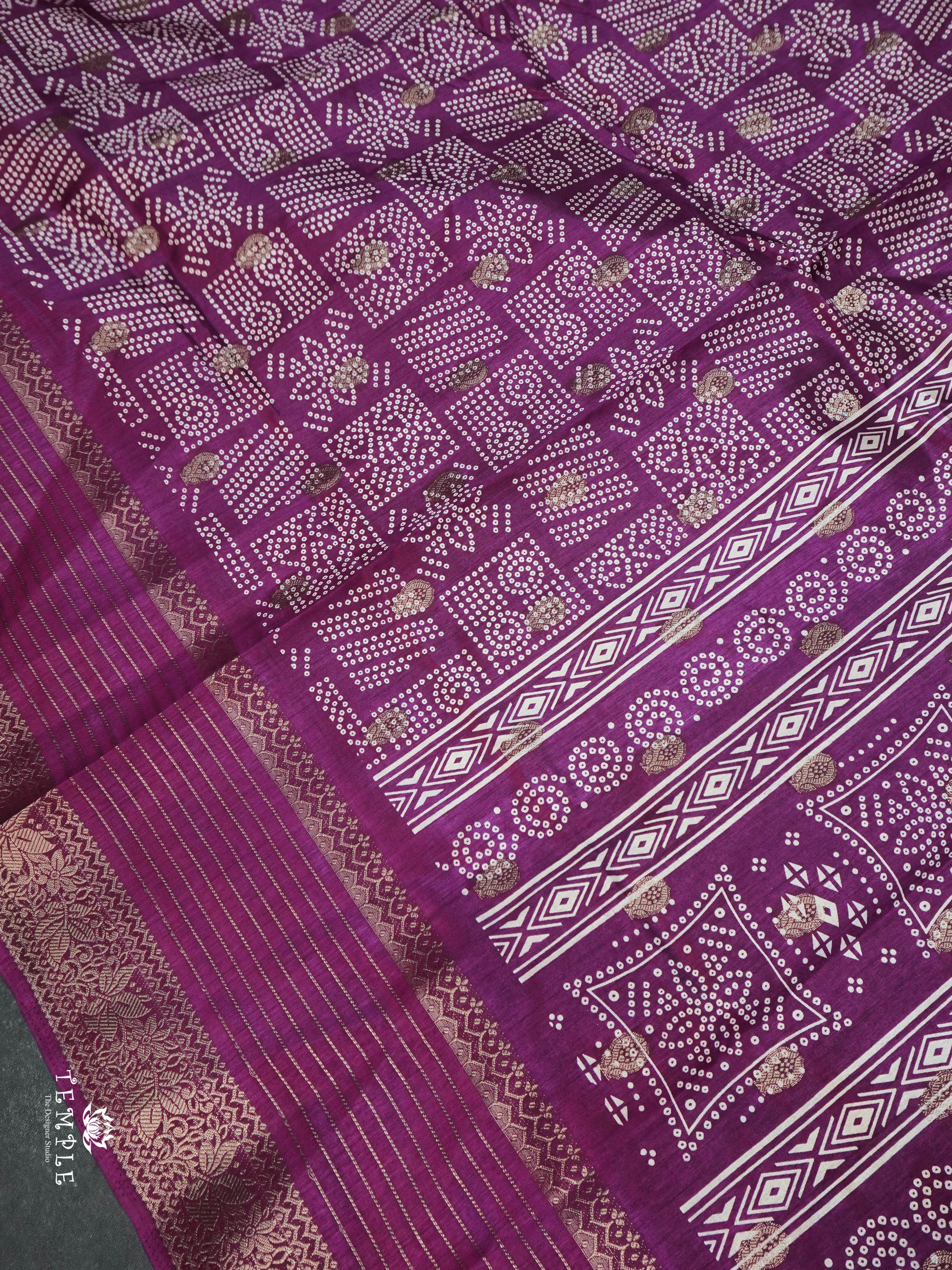 Printed Tussar Saree | TTDS1537 | Merry Deals