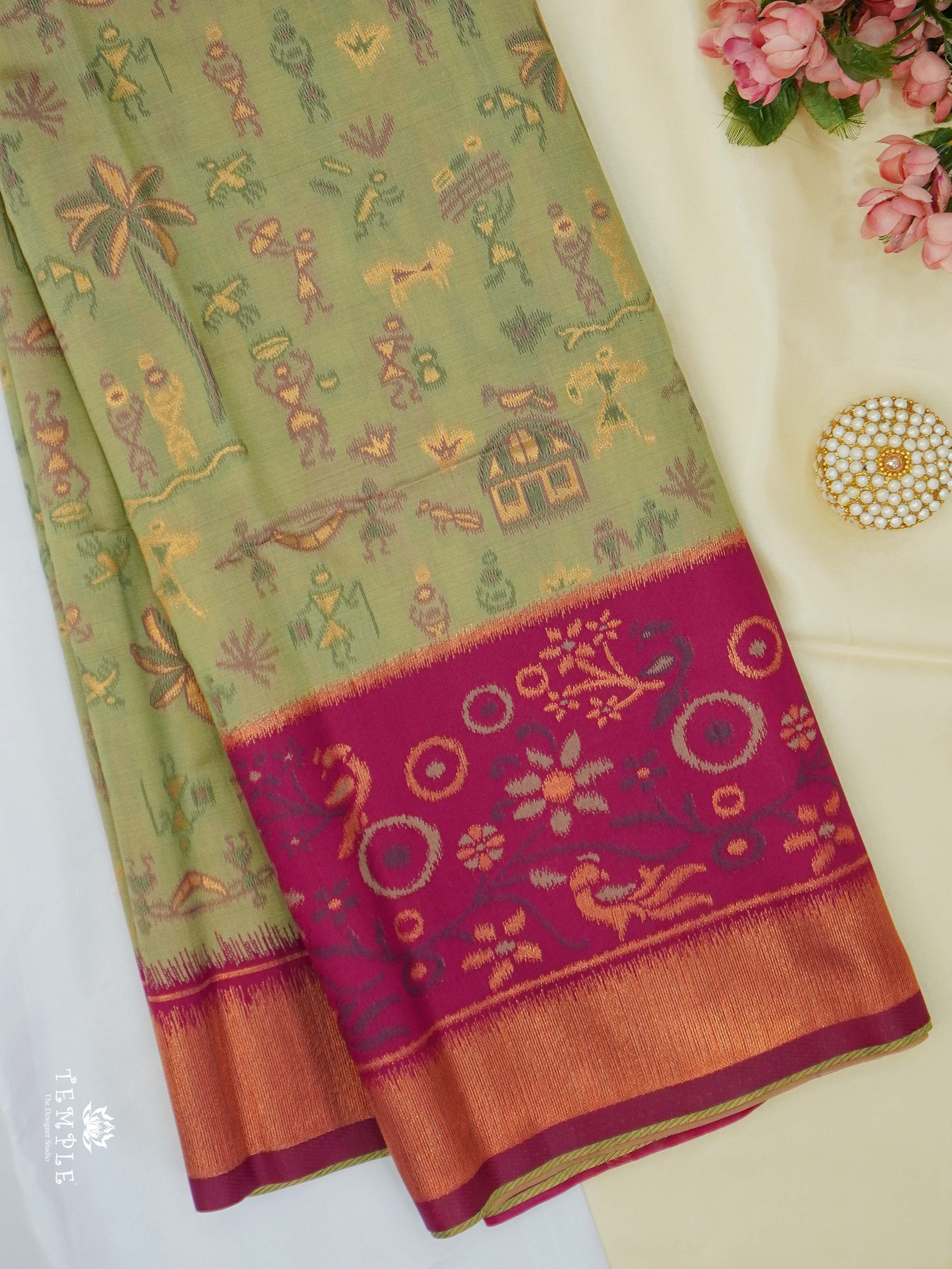 Warli Printed Art Silk Sarees | TTDS2519