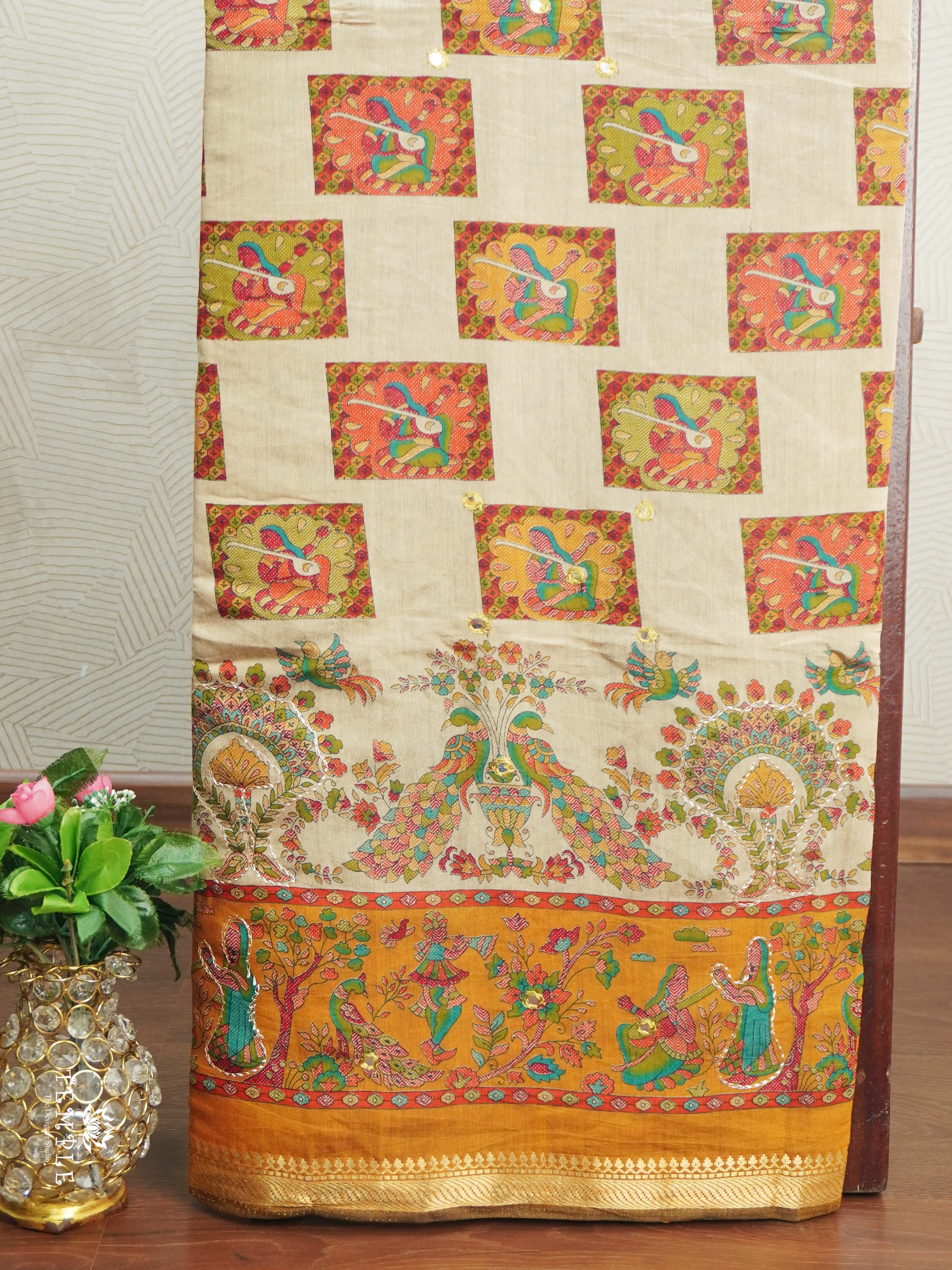 Fancy Cotton Saree With Mirror Work | TTDS2527