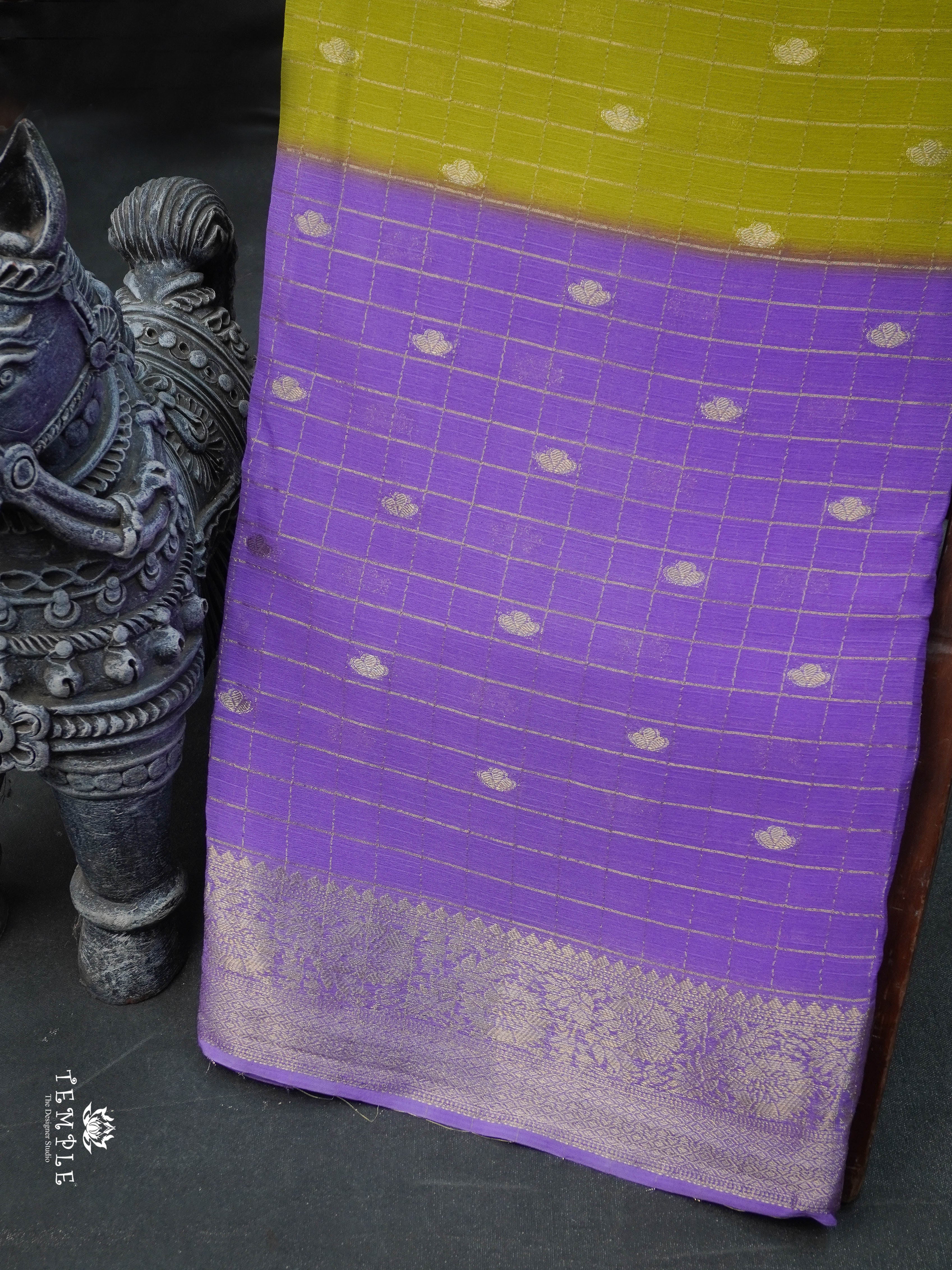 Georgette Saree with Checked Pattern | TTDS2995